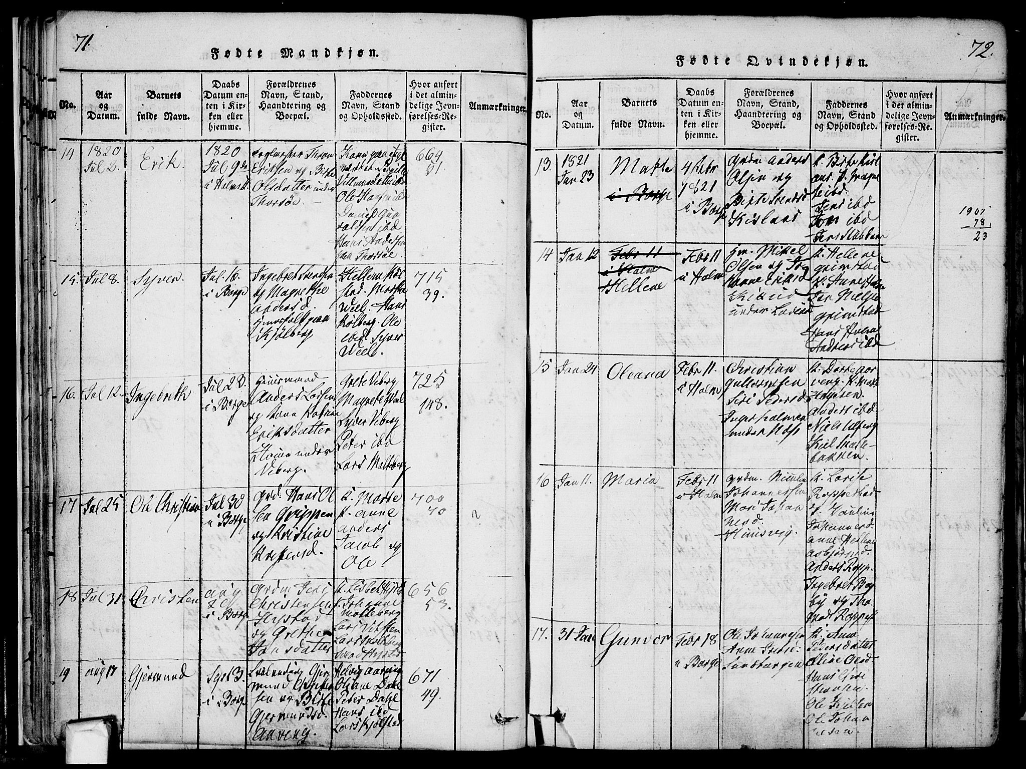 Borge prestekontor Kirkebøker, AV/SAO-A-10903/F/Fa/L0003: Parish register (official) no. I 3, 1815-1836, p. 71-72