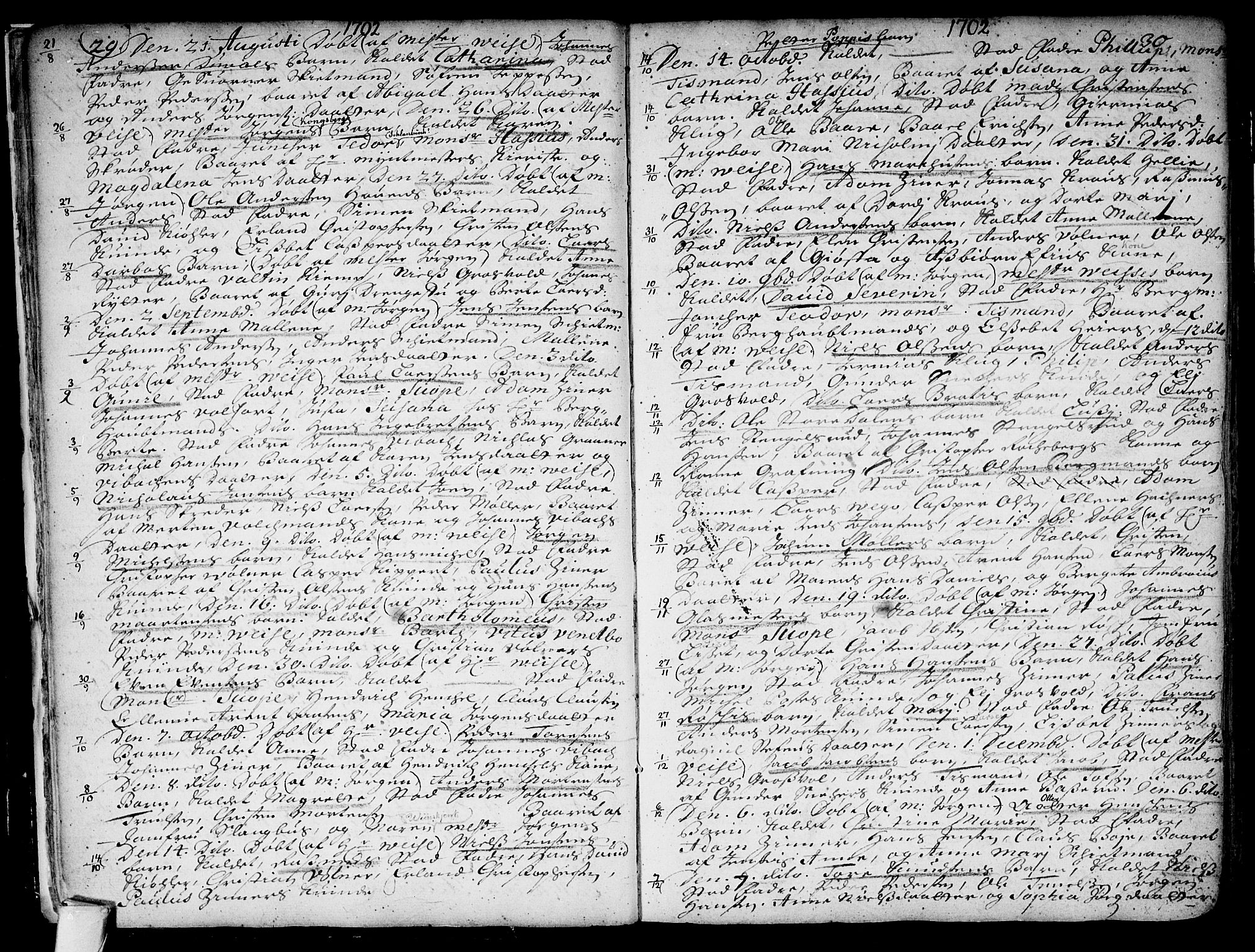 Kongsberg kirkebøker, SAKO/A-22/F/Fa/L0001: Parish register (official) no. I 1, 1696-1720, p. 29-30