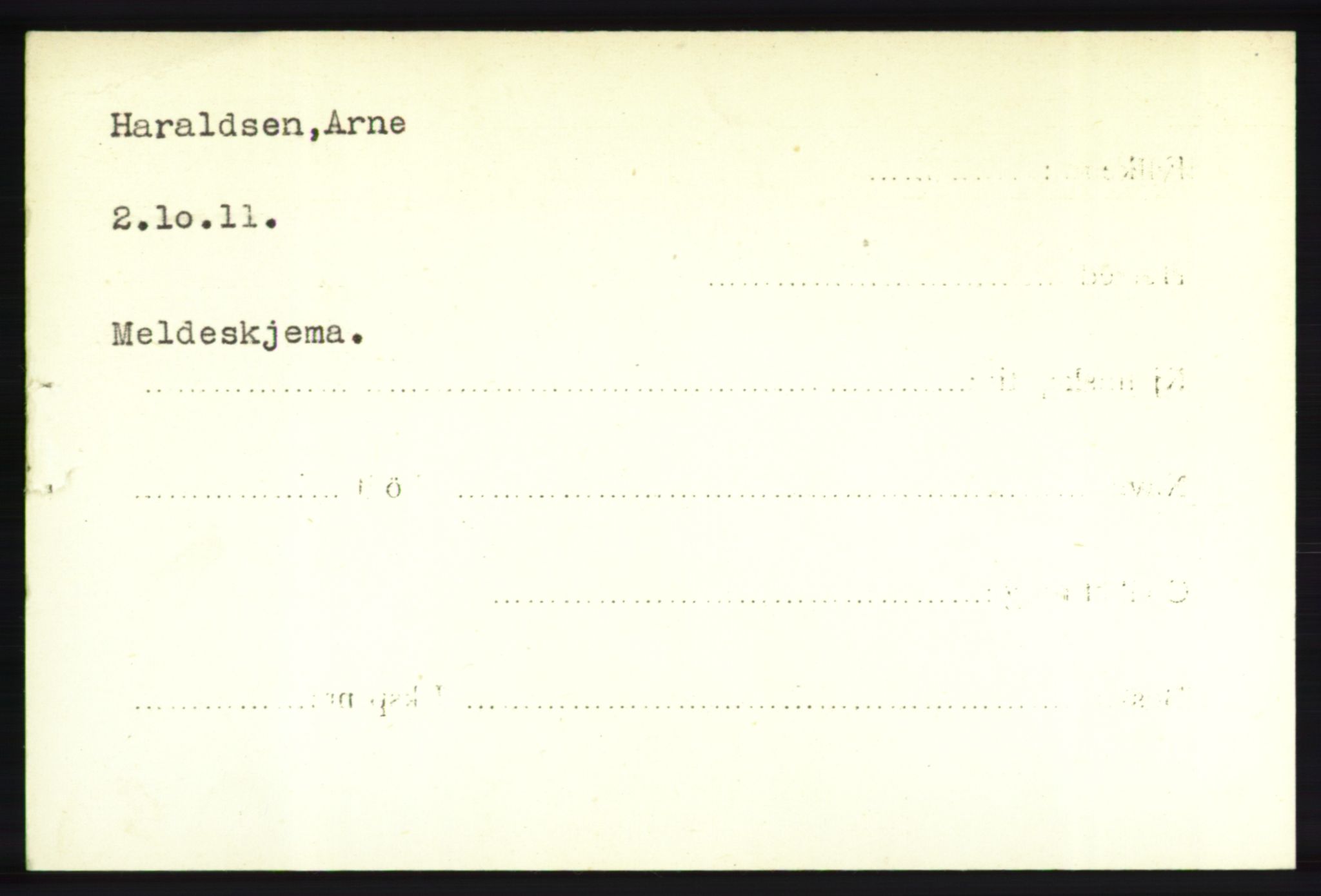 Forsvarets Overkommando. 2. kontor. Arkiv 8.1. Mottakersentralen FDE og FO.II, AV/RA-RAFA-6952/P/Pa/L0008: Haraldsen - Holone, 1940-1945, p. 2