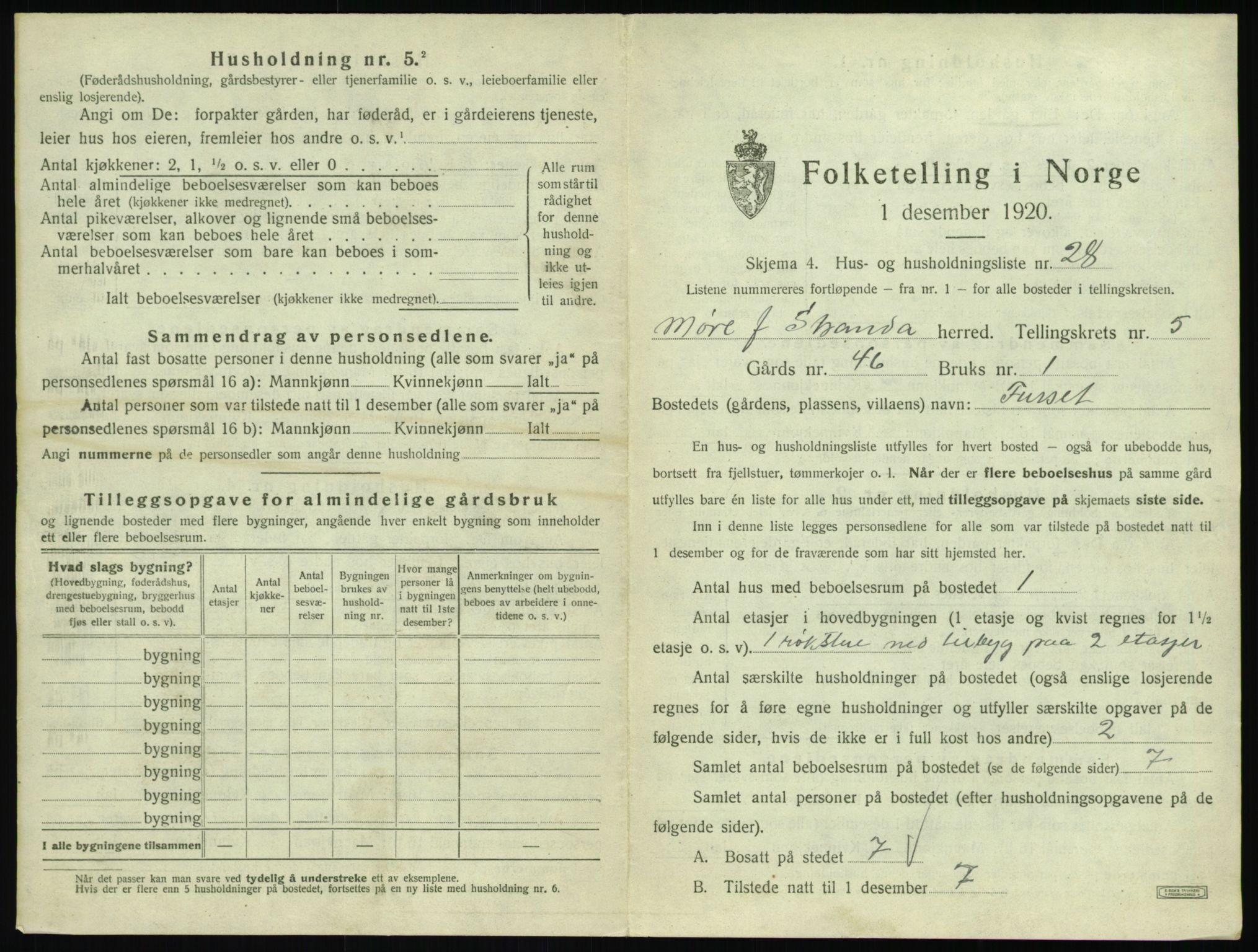 SAT, 1920 census for Stranda, 1920, p. 515