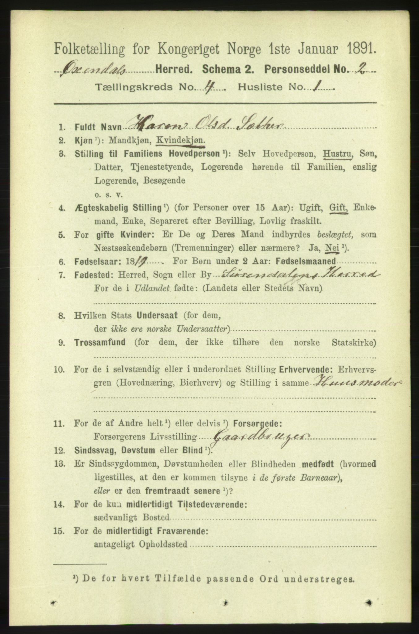 RA, 1891 census for 1561 Øksendal, 1891, p. 841