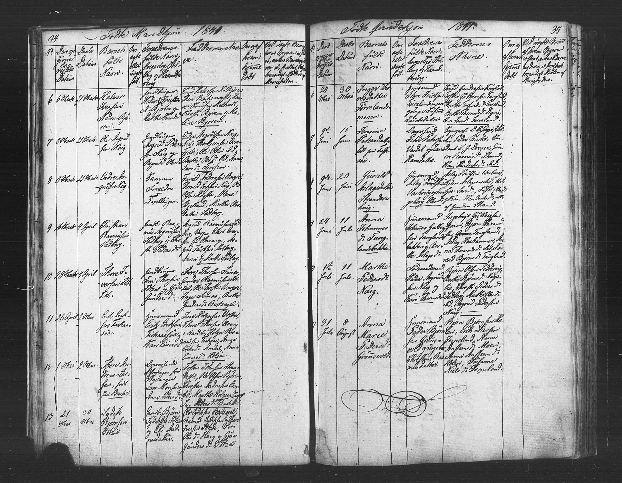 Strand sokneprestkontor, AV/SAST-A-101828/H/Ha/Haa/L0006: Parish register (official) no. A 6, 1834-1854, p. 34-35