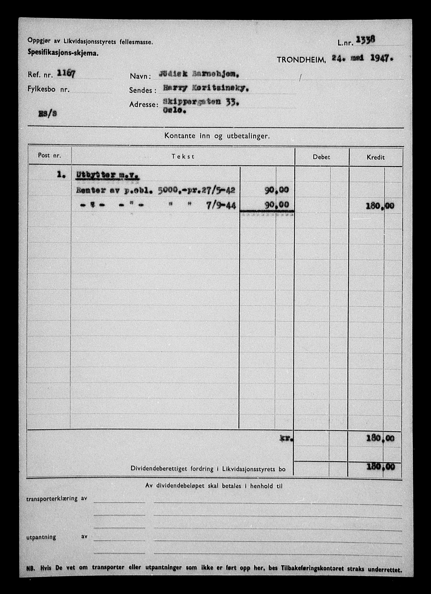 Justisdepartementet, Tilbakeføringskontoret for inndratte formuer, RA/S-1564/H/Hc/Hca/L0899: --, 1945-1947, p. 240