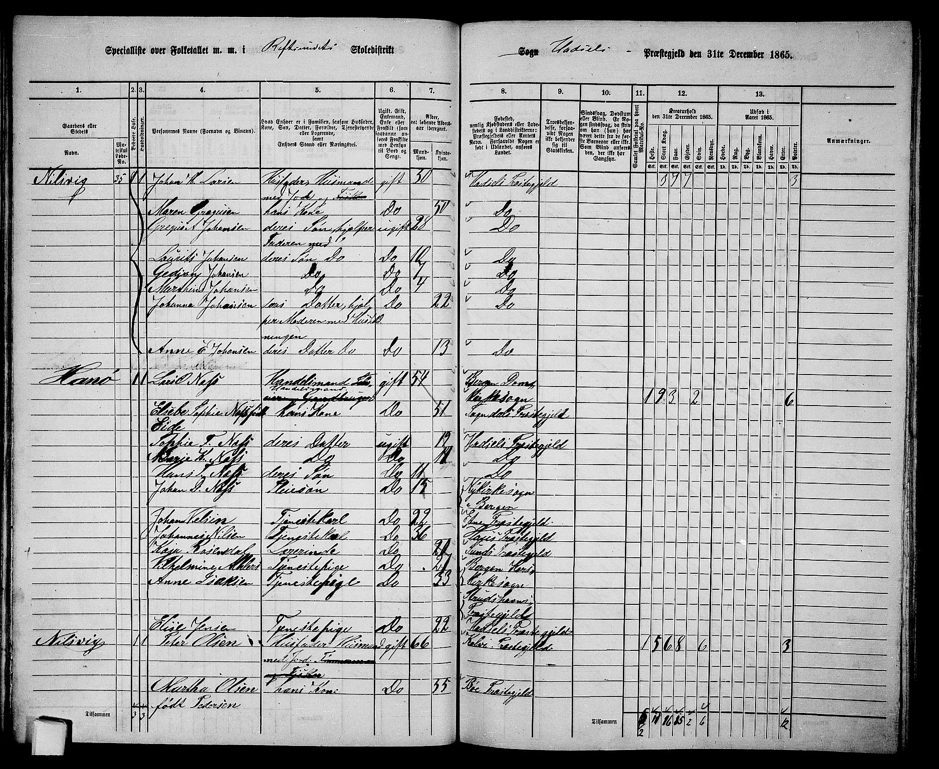 RA, 1865 census for Hadsel, 1865, p. 59