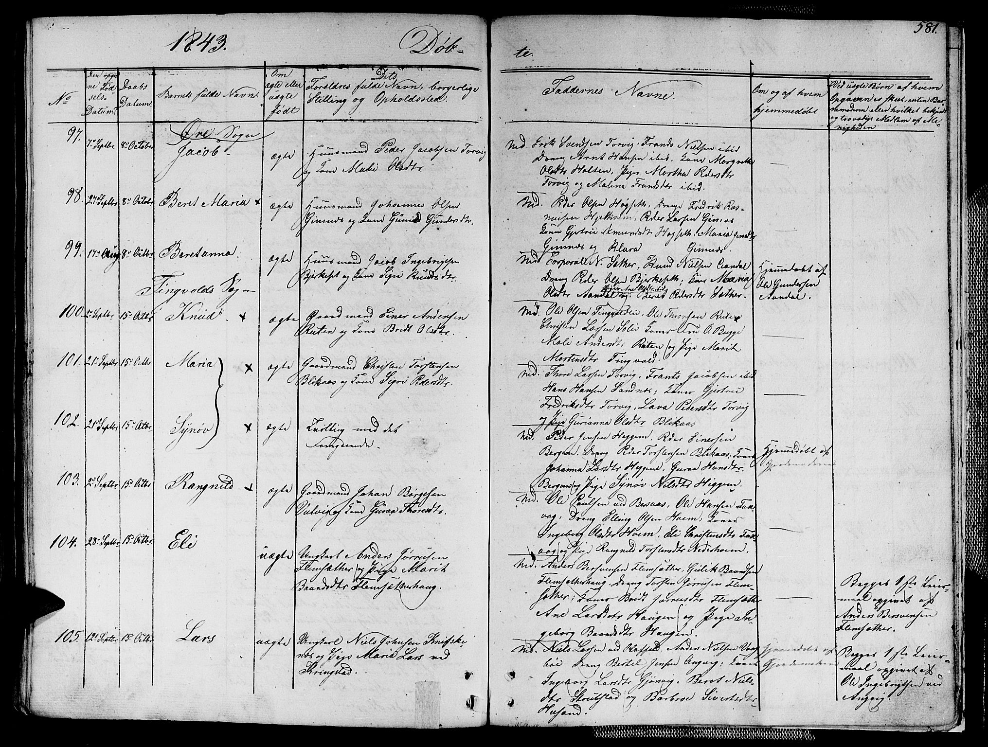 Ministerialprotokoller, klokkerbøker og fødselsregistre - Møre og Romsdal, SAT/A-1454/586/L0983: Parish register (official) no. 586A09, 1829-1843, p. 581