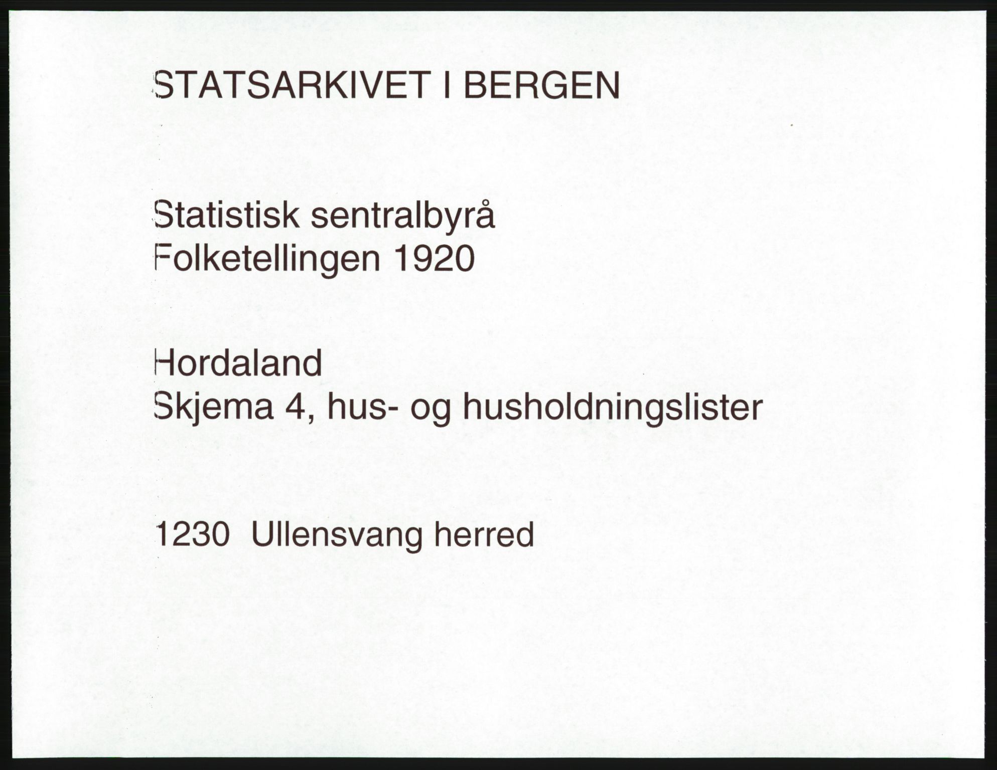 SAB, 1920 census for Ullensvang, 1920, p. 30