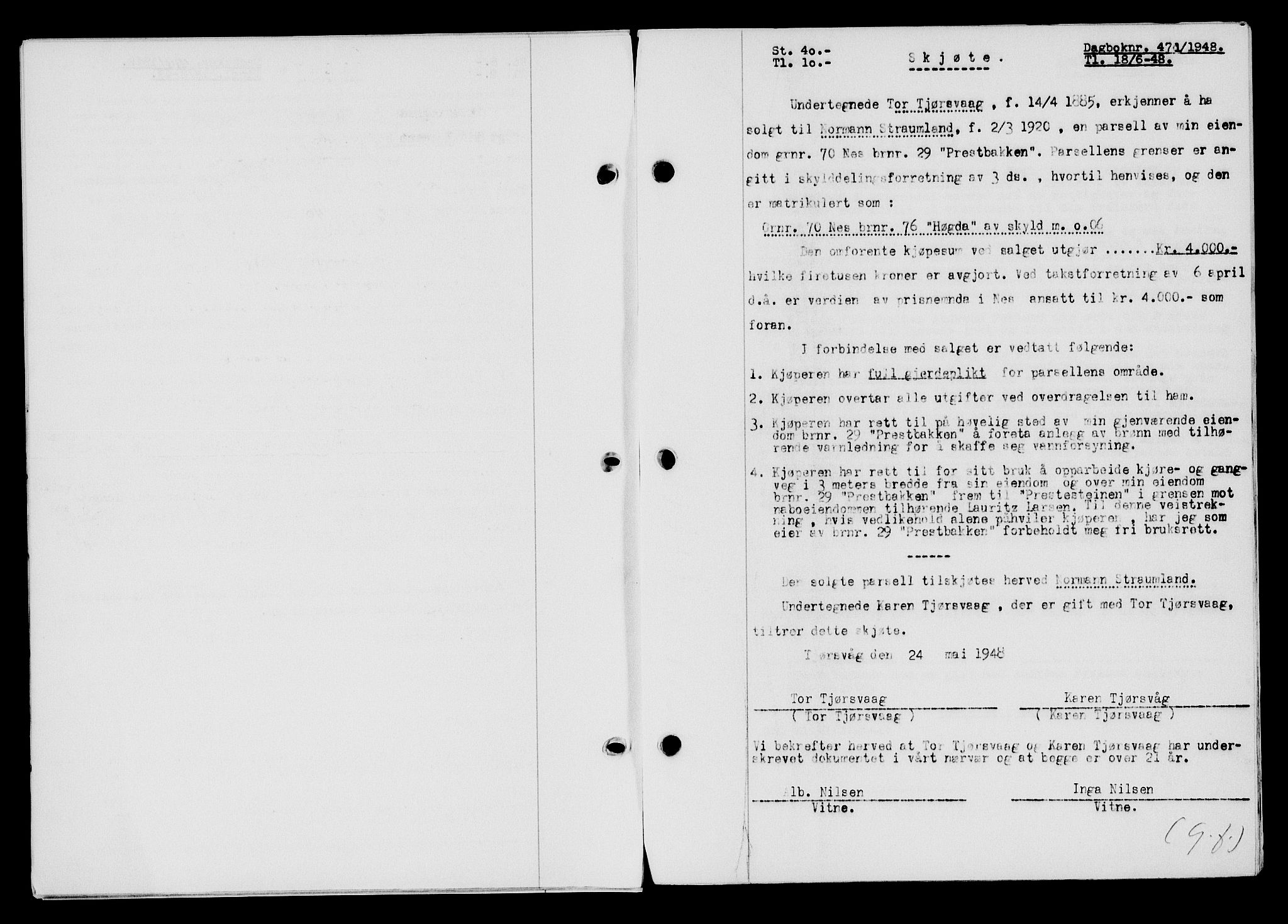 Flekkefjord sorenskriveri, AV/SAK-1221-0001/G/Gb/Gba/L0063: Mortgage book no. A-11, 1947-1948, Diary no: : 471/1948