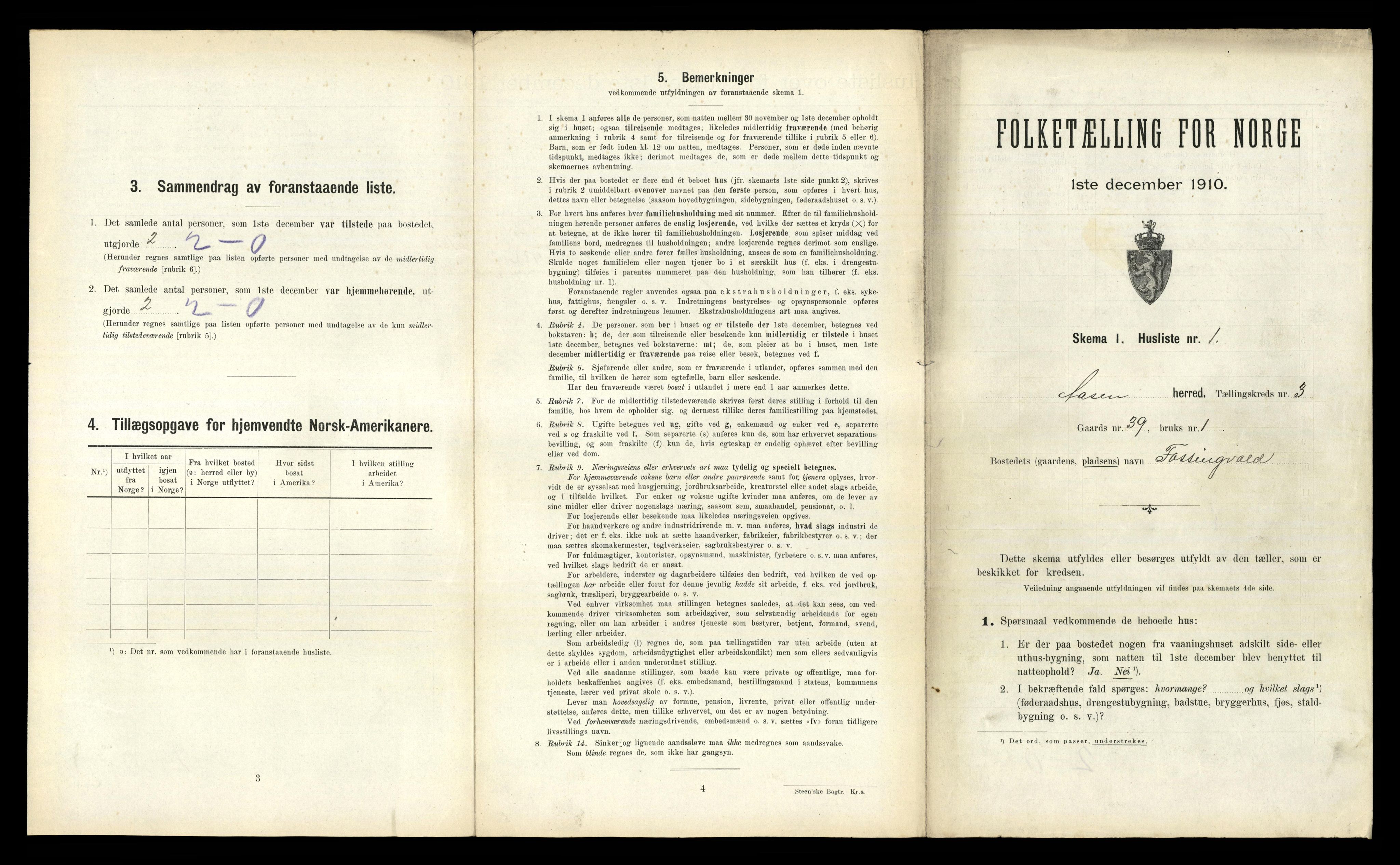 RA, 1910 census for Åsen, 1910, p. 264