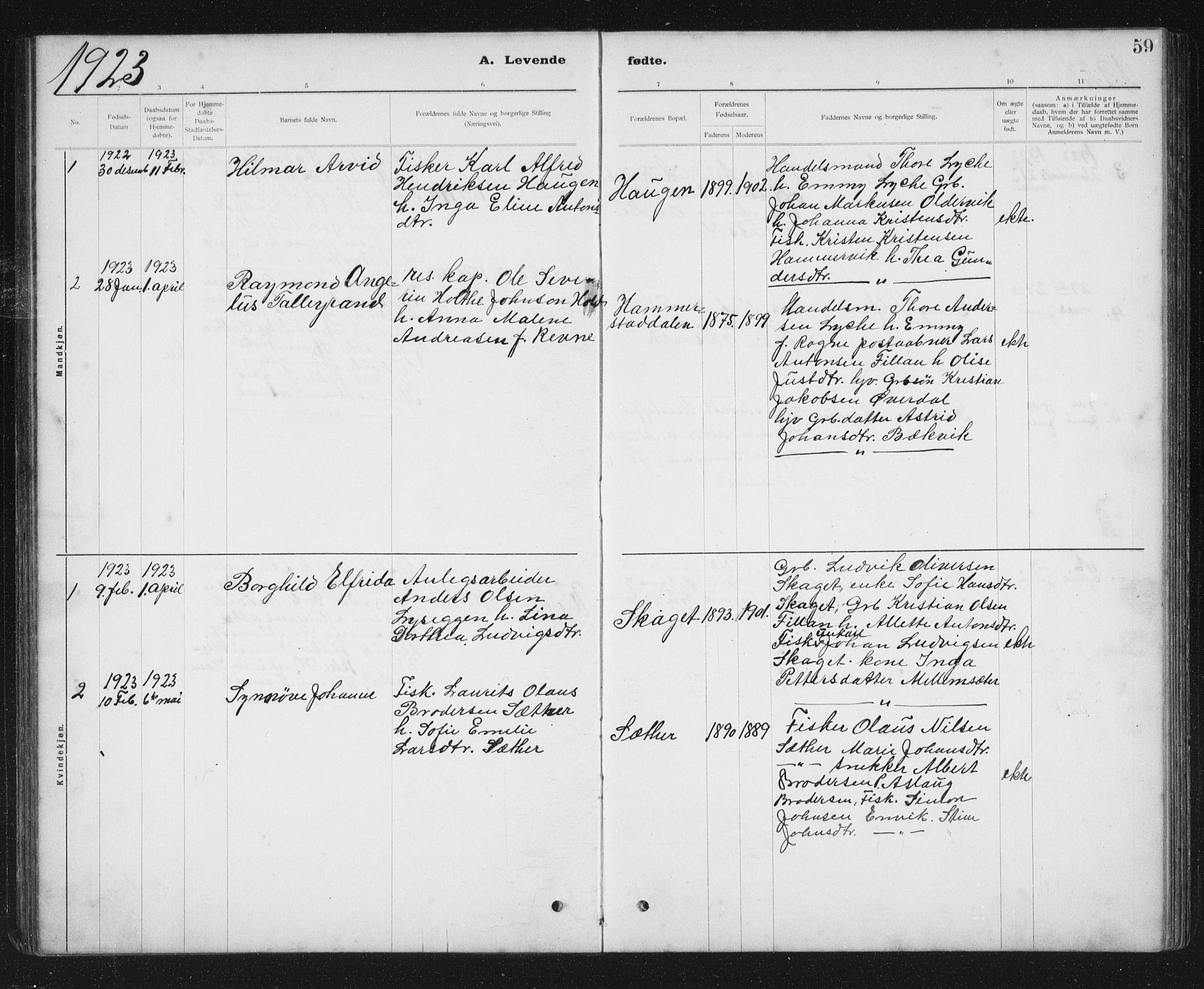 Ministerialprotokoller, klokkerbøker og fødselsregistre - Sør-Trøndelag, SAT/A-1456/637/L0563: Parish register (copy) no. 637C04, 1899-1940, p. 59