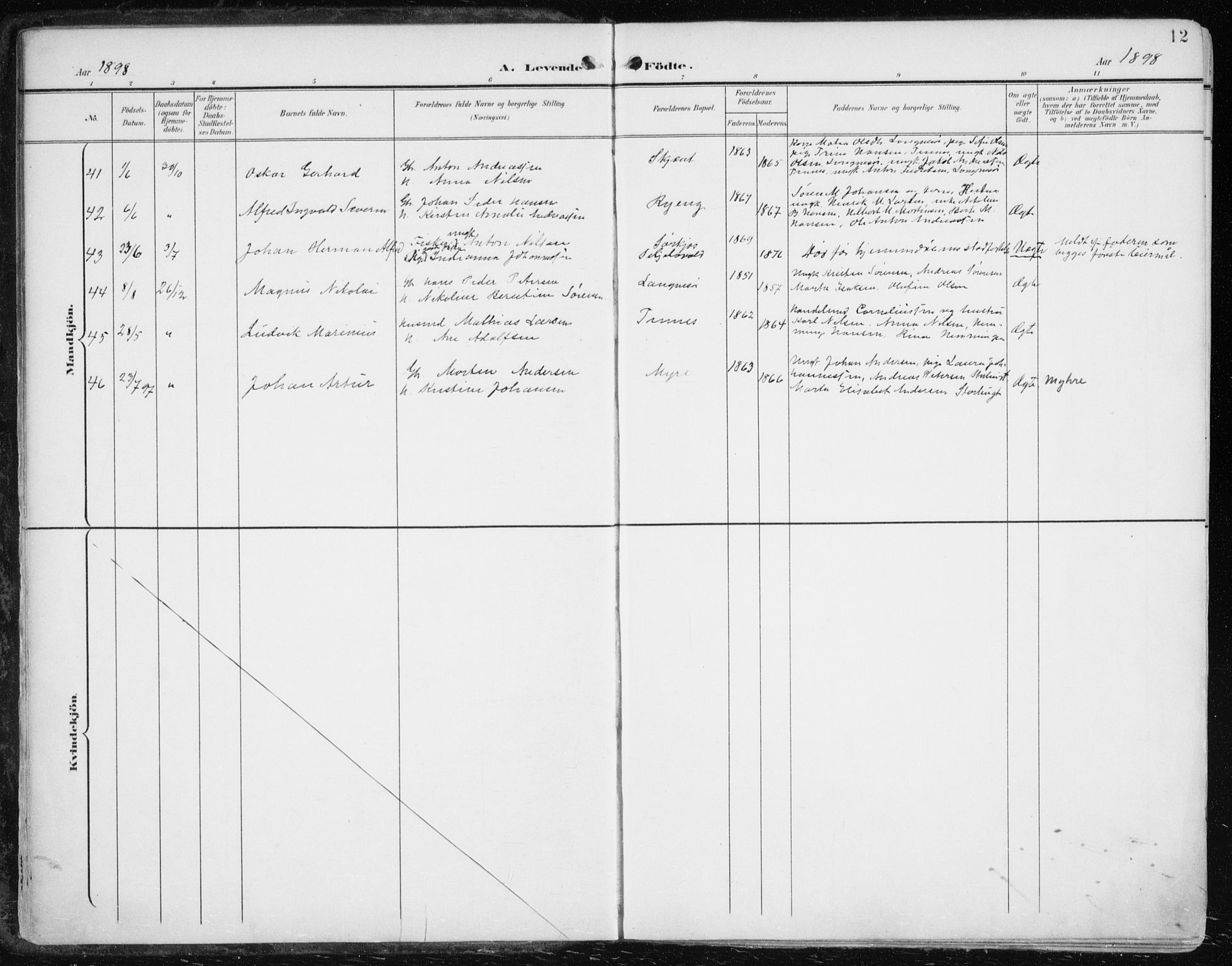 Balsfjord sokneprestembete, SATØ/S-1303/G/Ga/L0006kirke: Parish register (official) no. 6, 1897-1909, p. 12