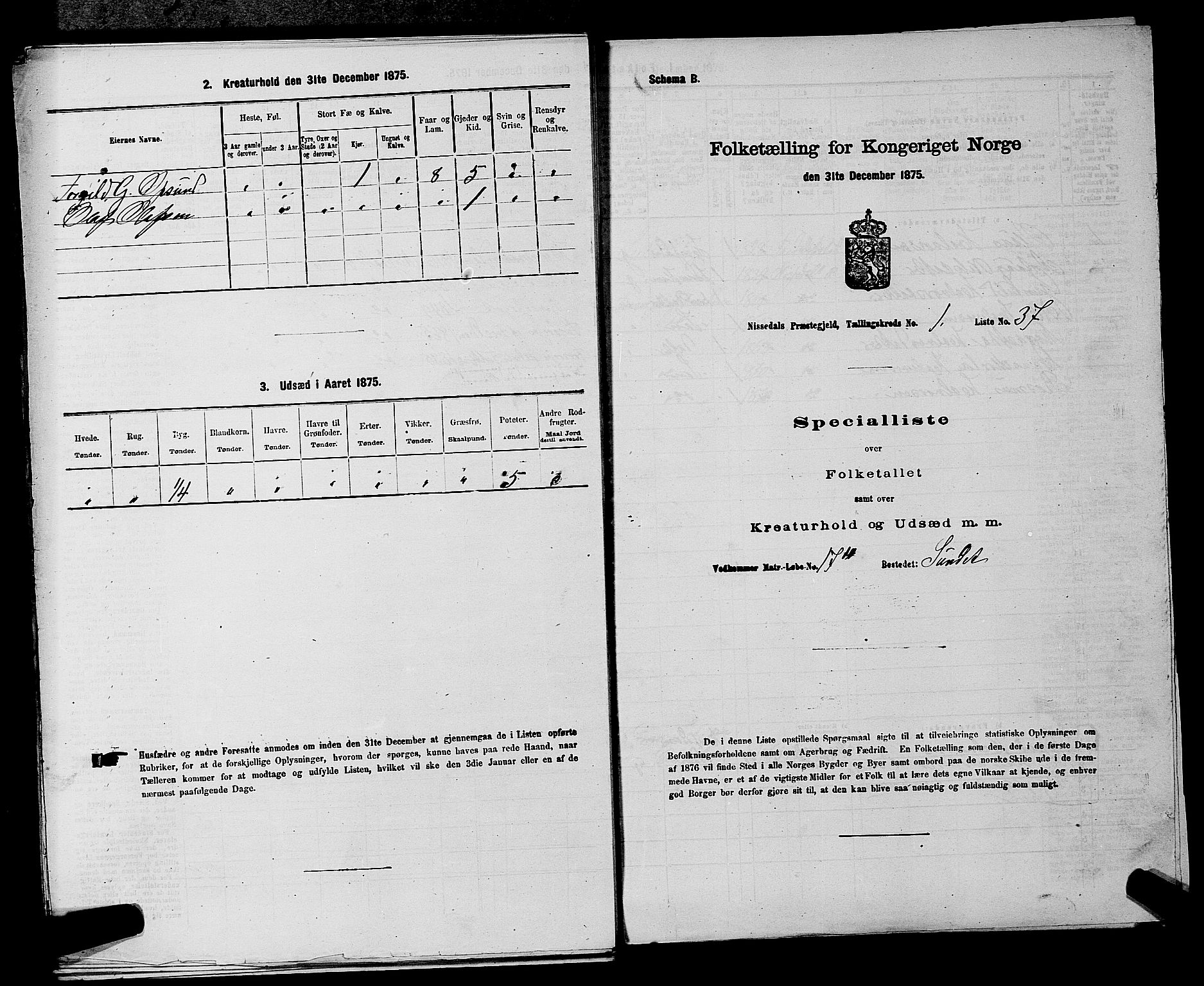 SAKO, 1875 census for 0830P Nissedal, 1875, p. 107