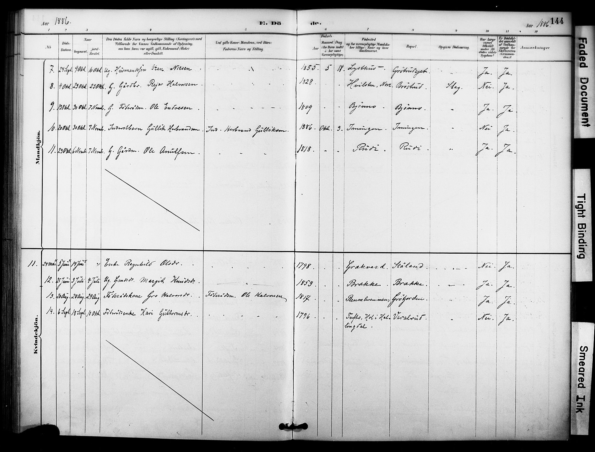 Nore kirkebøker, AV/SAKO-A-238/F/Fc/L0004: Parish register (official) no. III 4, 1885-1898, p. 144