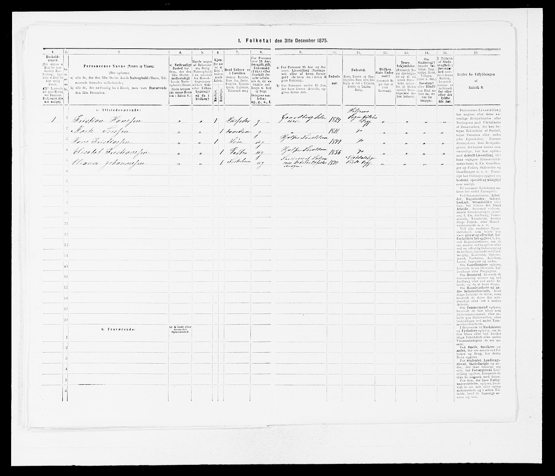 SAB, 1875 census for 1432P Førde, 1875, p. 1156