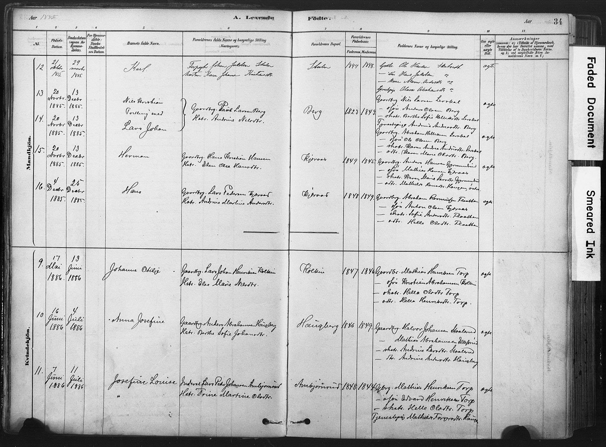 Andebu kirkebøker, AV/SAKO-A-336/F/Fa/L0007: Parish register (official) no. I 7, 1878-1899, p. 34