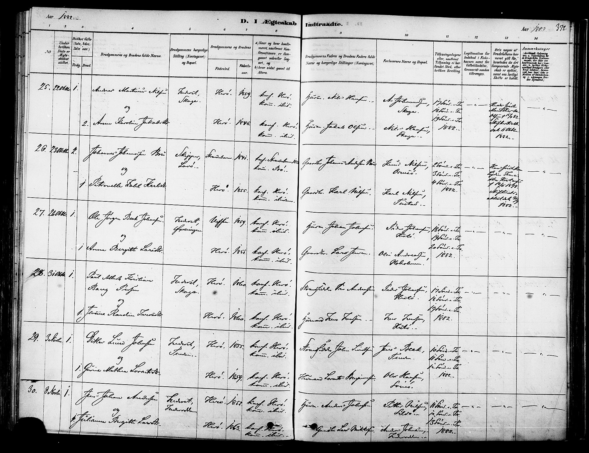 Ministerialprotokoller, klokkerbøker og fødselsregistre - Nordland, AV/SAT-A-1459/834/L0507: Parish register (official) no. 834A05, 1878-1892, p. 372