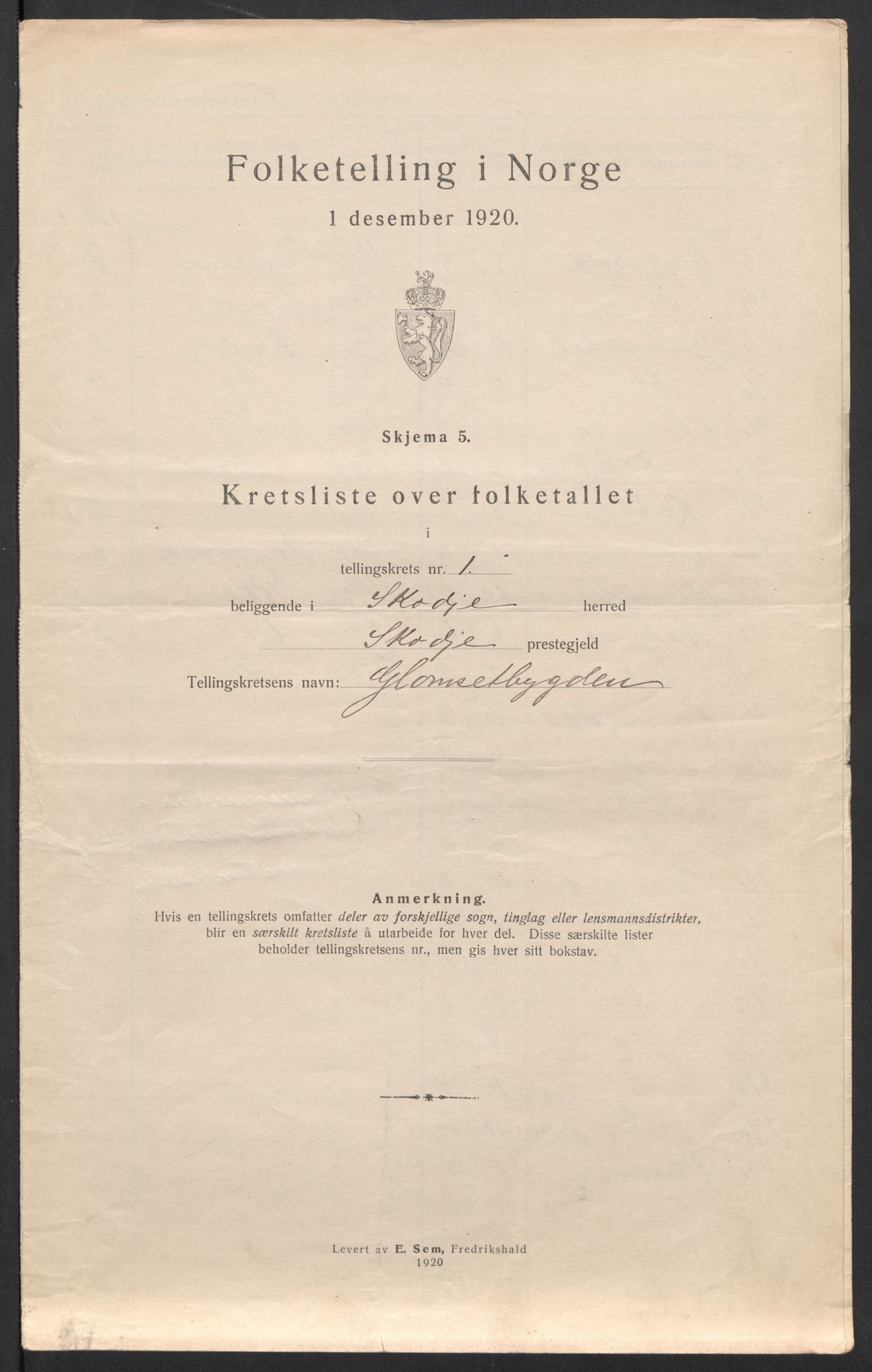 SAT, 1920 census for Skodje, 1920, p. 12