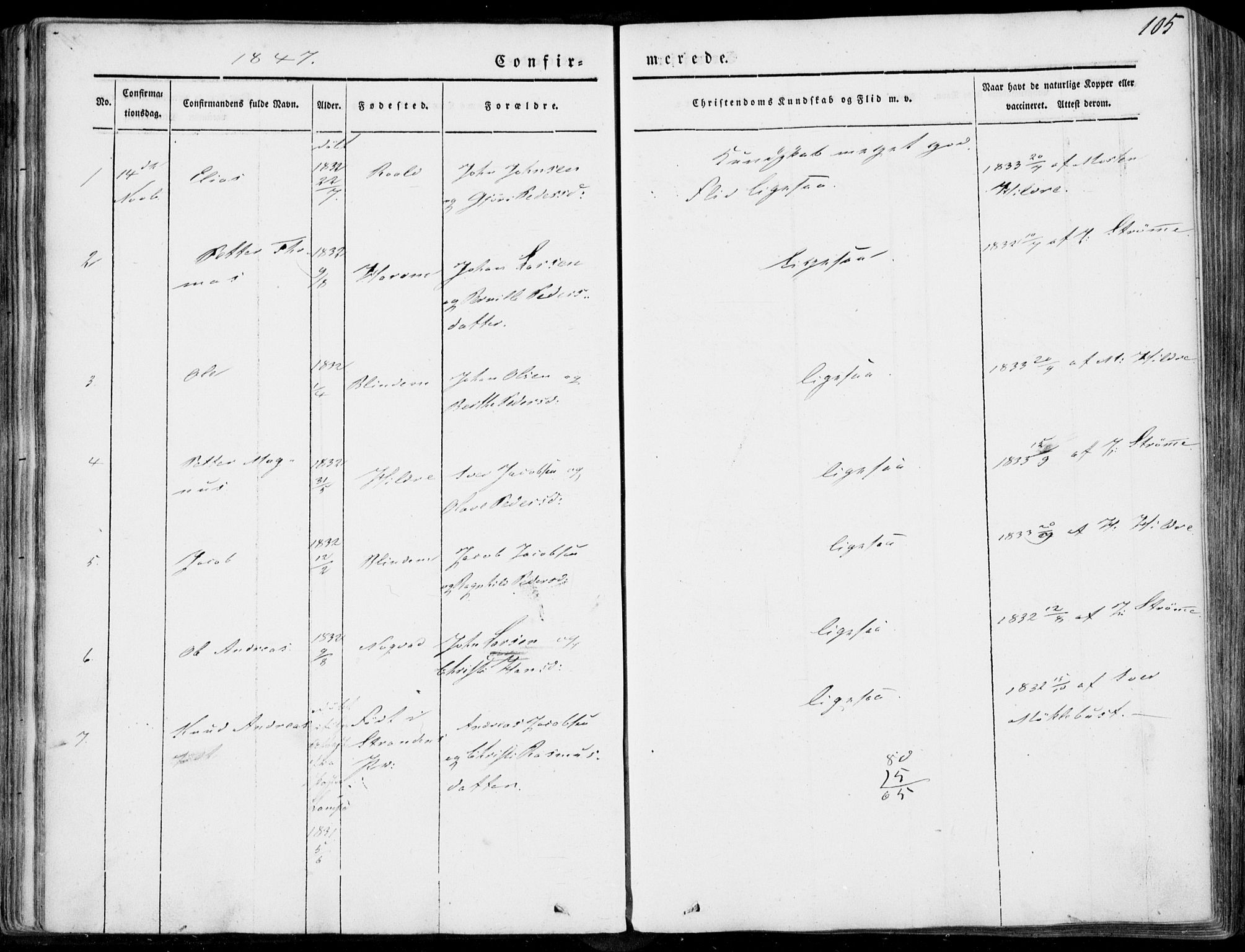 Ministerialprotokoller, klokkerbøker og fødselsregistre - Møre og Romsdal, SAT/A-1454/536/L0497: Parish register (official) no. 536A06, 1845-1865, p. 105