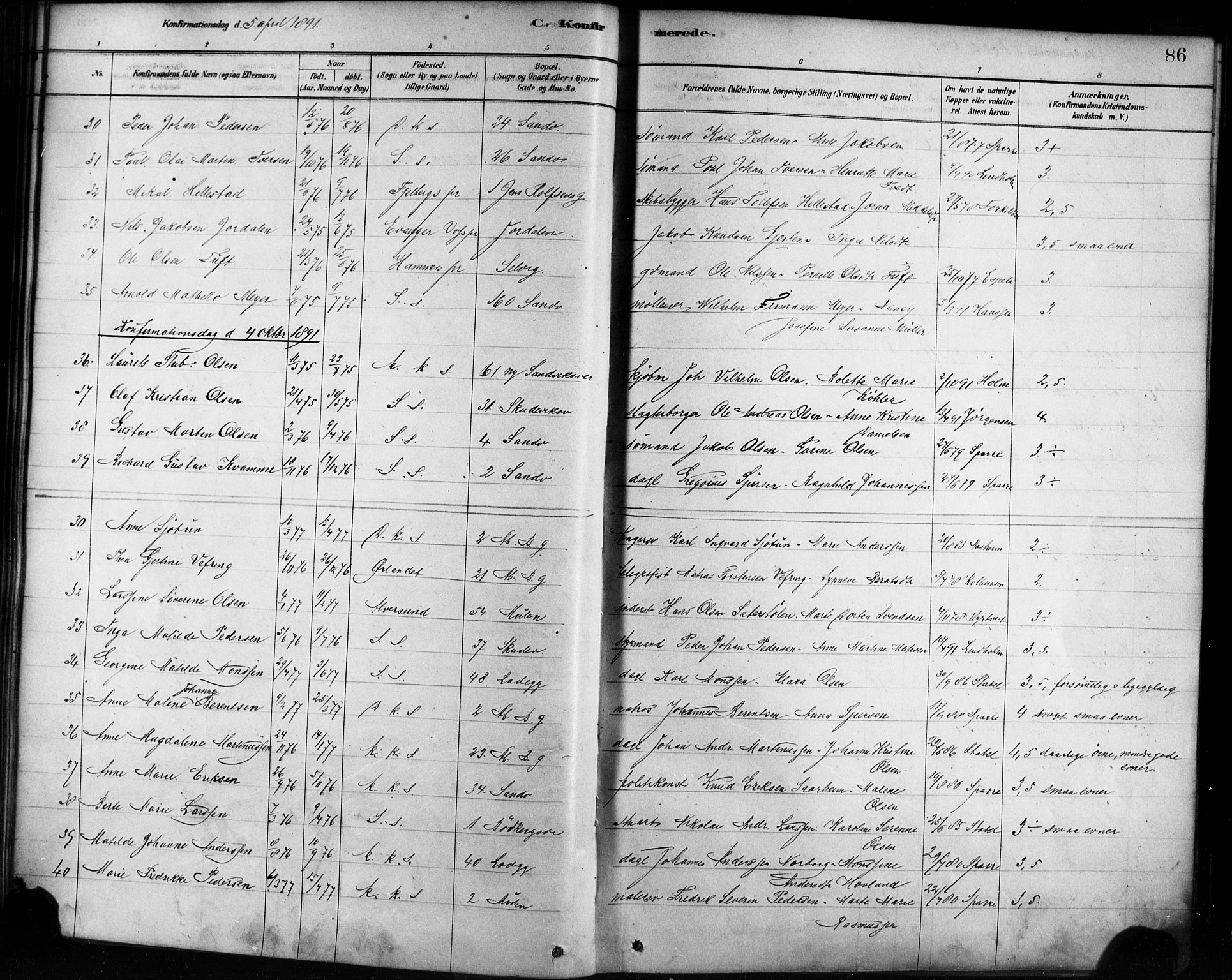 Sandviken Sokneprestembete, AV/SAB-A-77601/H/Ha/L0002: Parish register (official) no. A 2, 1878-1896, p. 86