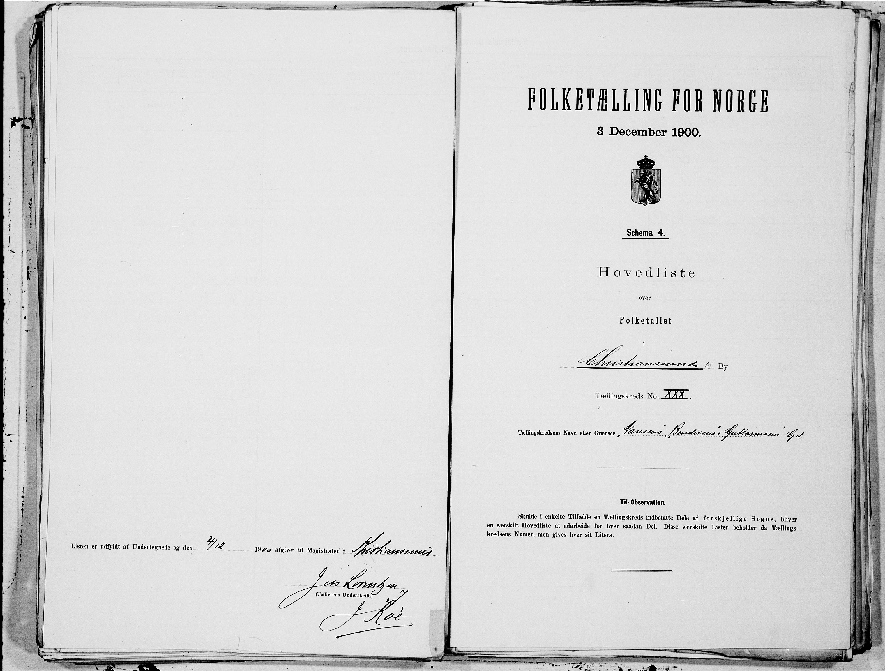 SAT, 1900 census for Kristiansund, 1900, p. 60