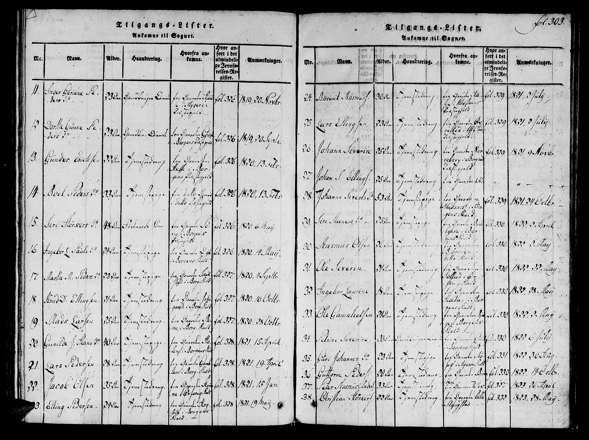 Ministerialprotokoller, klokkerbøker og fødselsregistre - Møre og Romsdal, SAT/A-1454/536/L0495: Parish register (official) no. 536A04, 1818-1847, p. 303