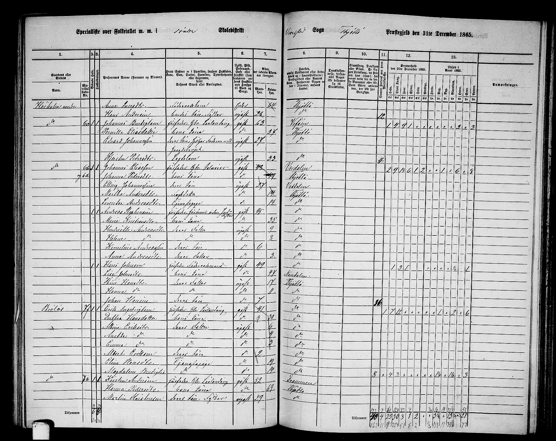 RA, 1865 census for Tjøtta, 1865, p. 95