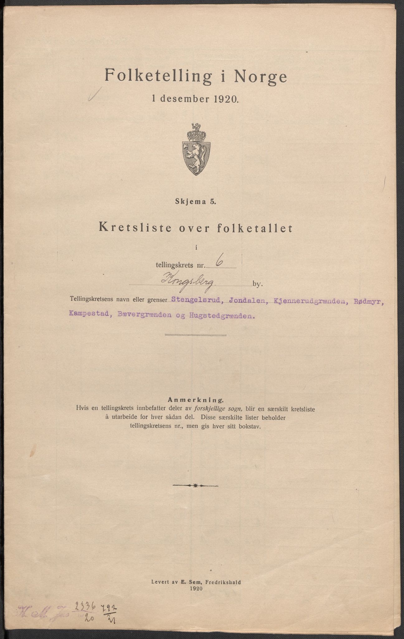 SAKO, 1920 census for Kongsberg, 1920, p. 23
