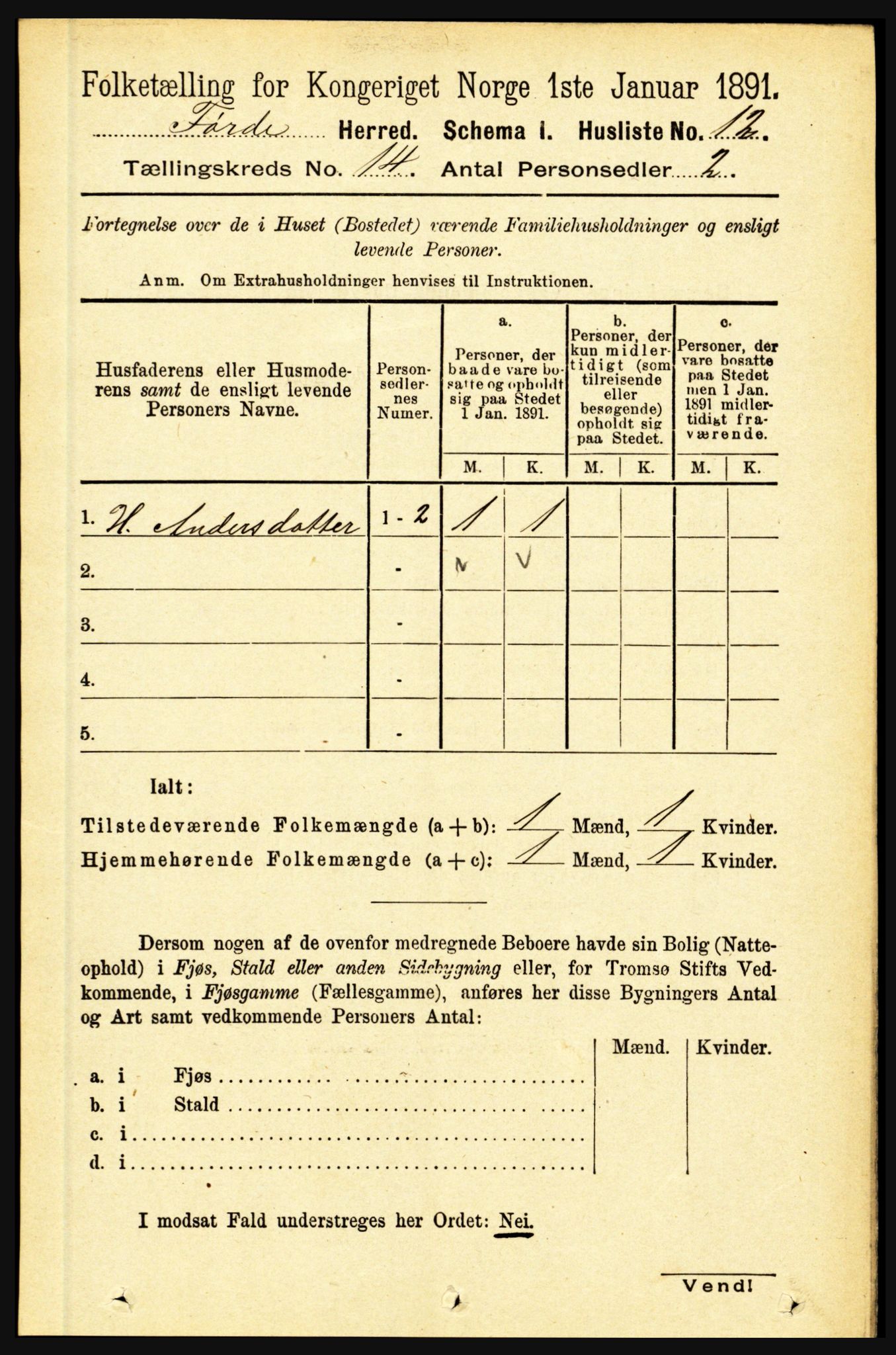 RA, 1891 census for 1432 Førde, 1891, p. 5071