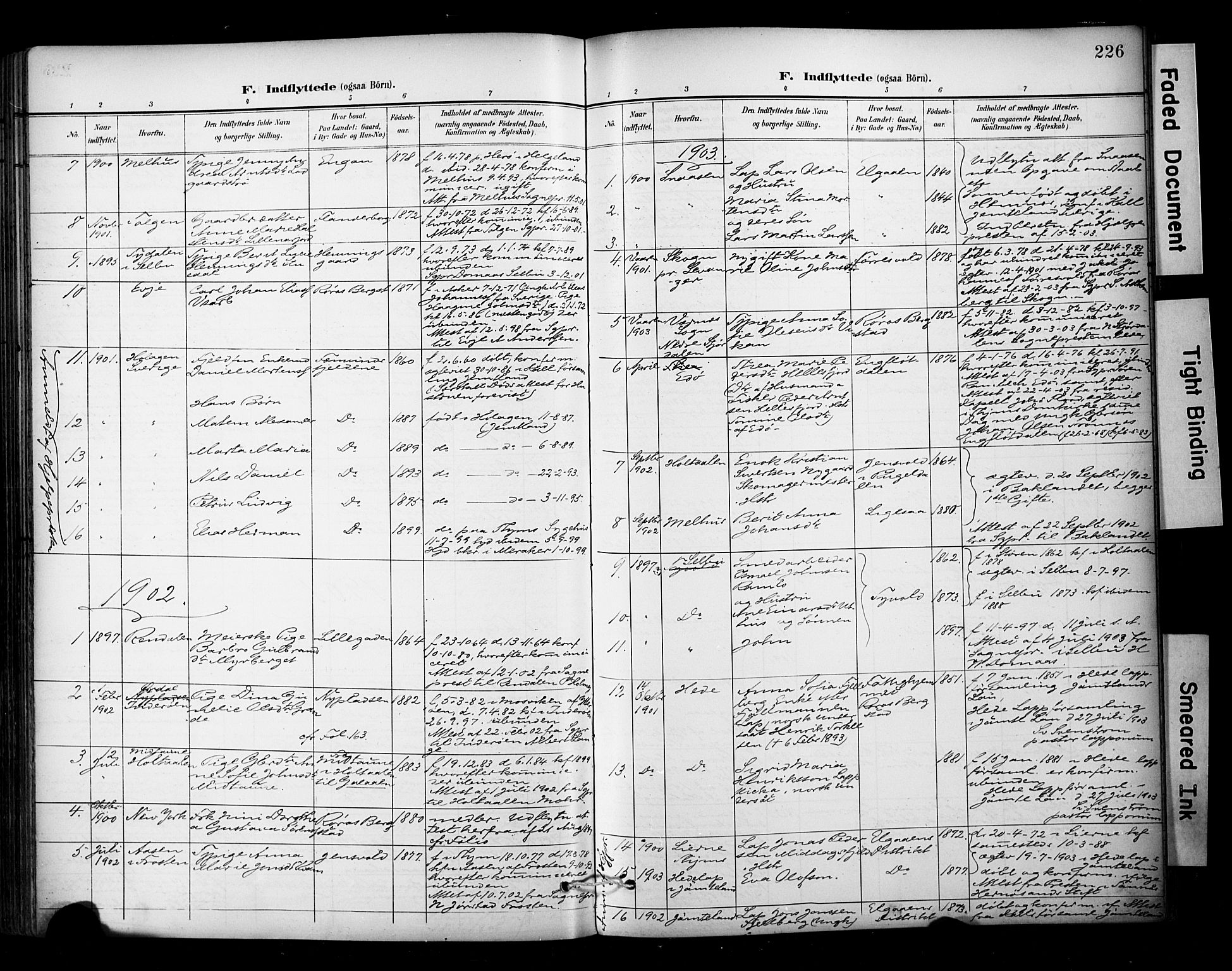 Ministerialprotokoller, klokkerbøker og fødselsregistre - Sør-Trøndelag, SAT/A-1456/681/L0936: Parish register (official) no. 681A14, 1899-1908, p. 226