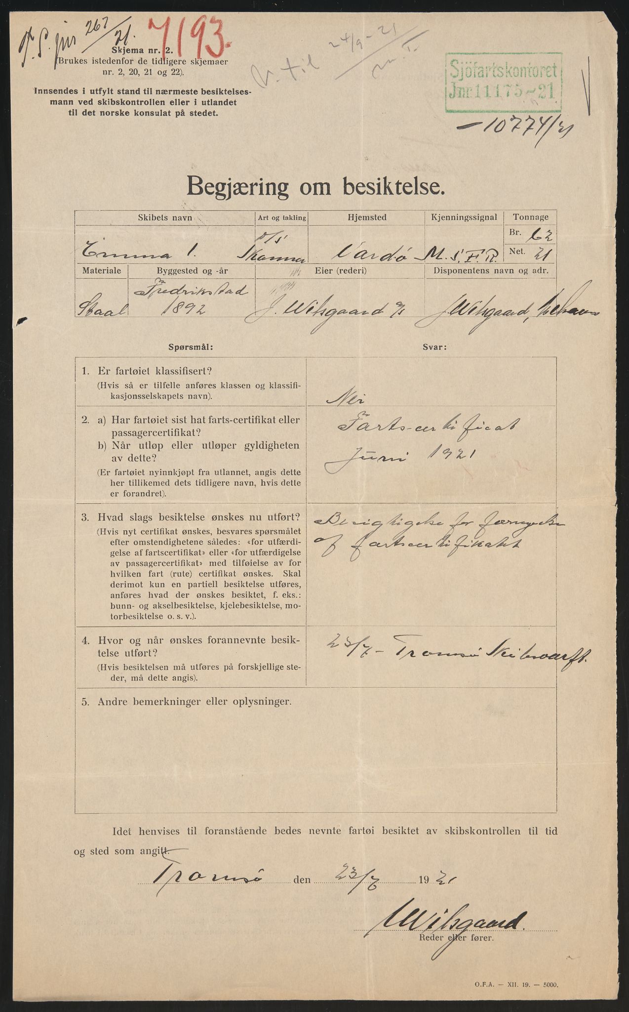 Sjøfartsdirektoratet med forløpere, skipsmapper slettede skip, AV/RA-S-4998/F/Fa/L0295: --, 1862-1929, p. 319