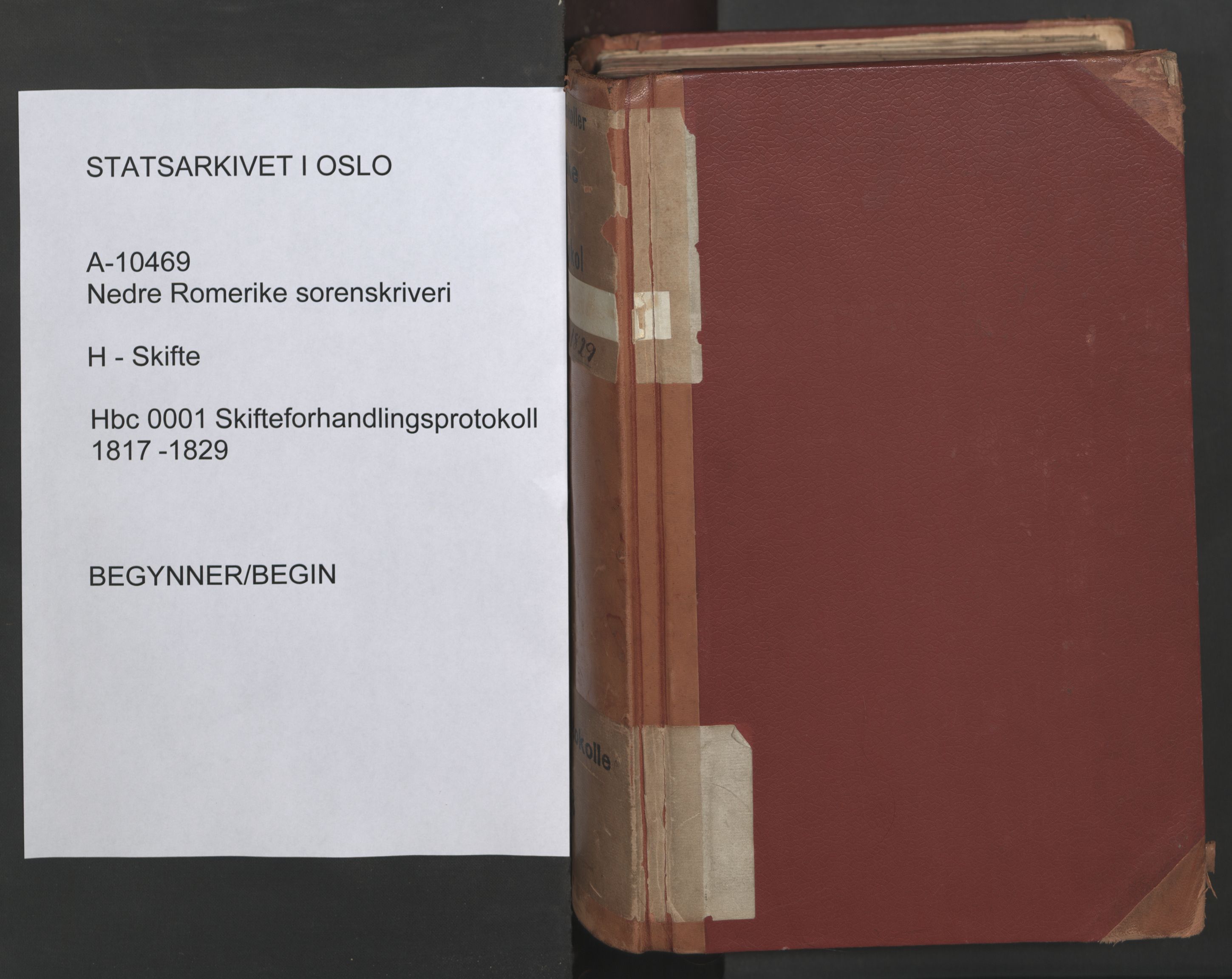 Nedre Romerike sorenskriveri, AV/SAO-A-10469/H/He/Heb/L0001: Skiftebehandlingsprotokoll, 1817-1829