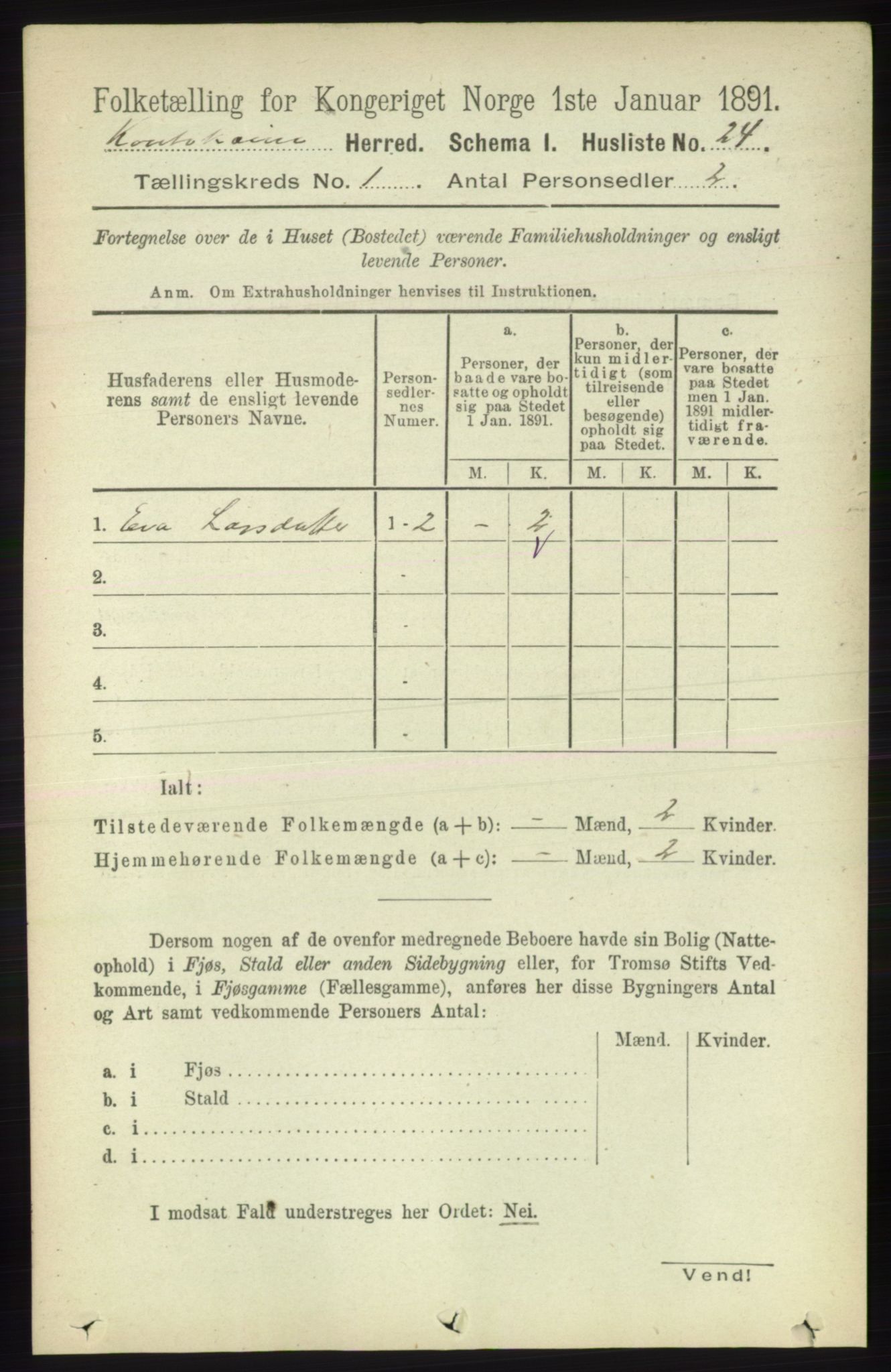 RA, 1891 census for 2011 Kautokeino, 1891, p. 37