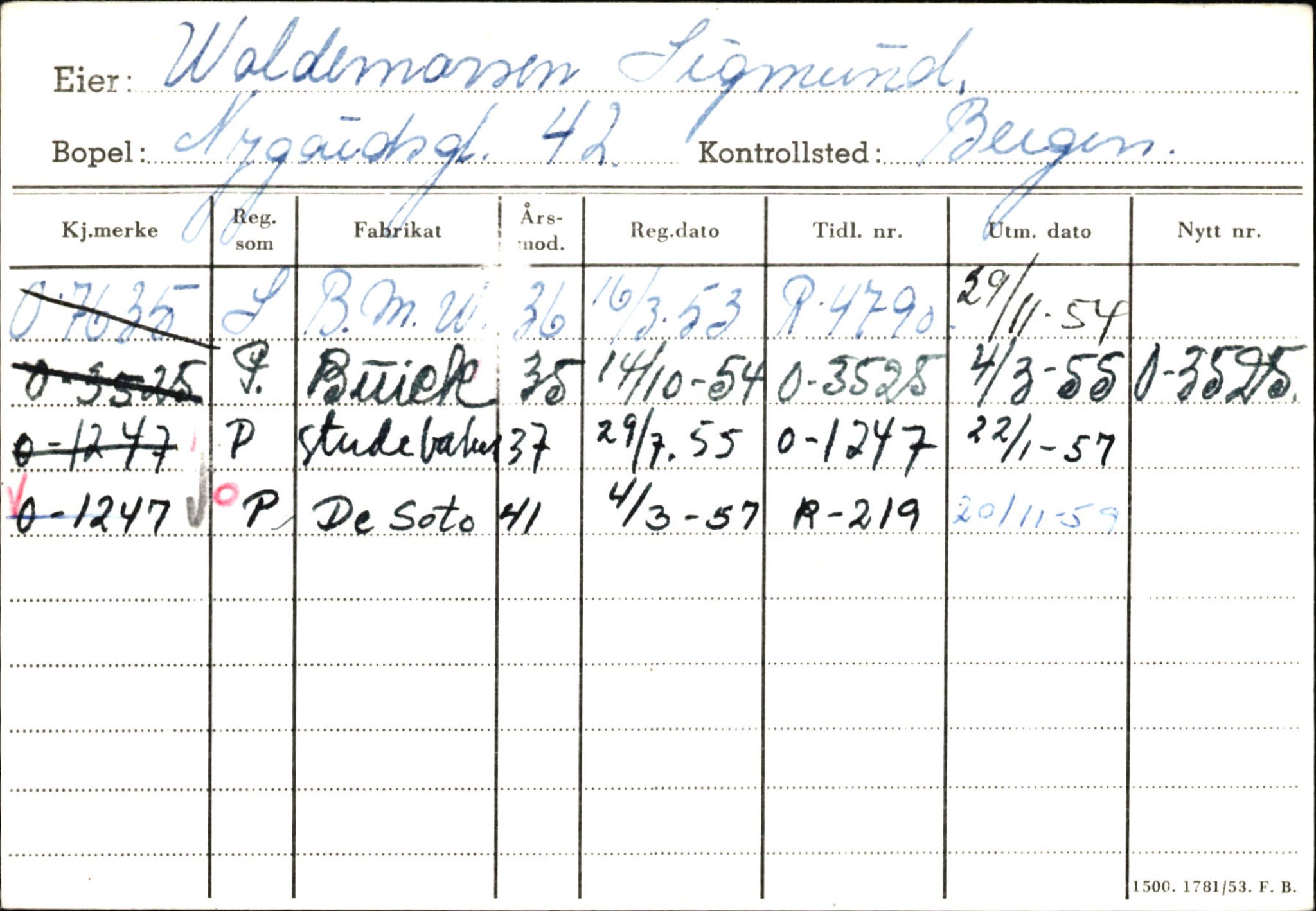 Statens vegvesen, Hordaland vegkontor, AV/SAB-A-5201/2/Hb/L0037: O-eierkort W-P, 1920-1971, p. 46