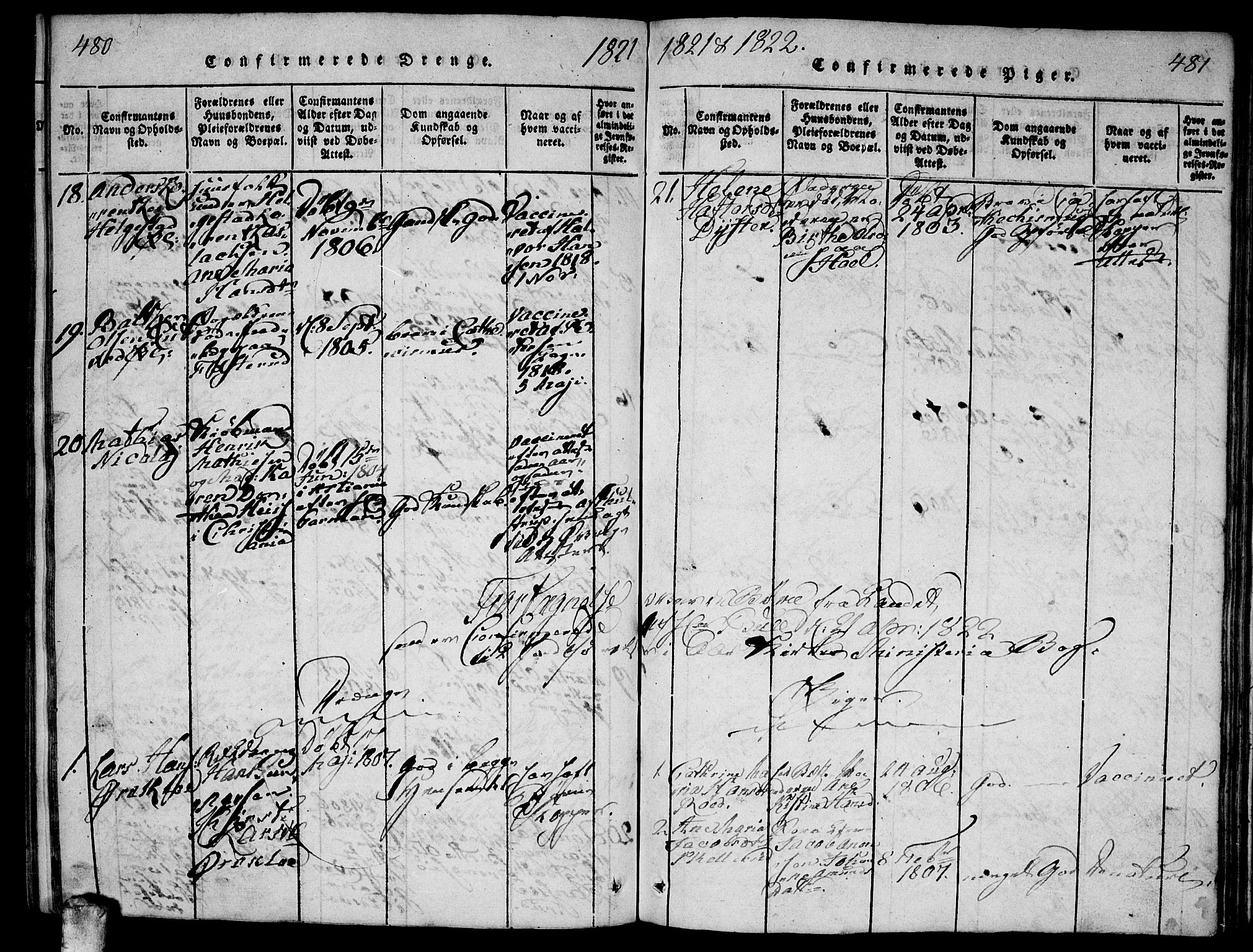 Ås prestekontor Kirkebøker, AV/SAO-A-10894/F/Fa/L0004: Parish register (official) no. I 4, 1818-1826, p. 480-481