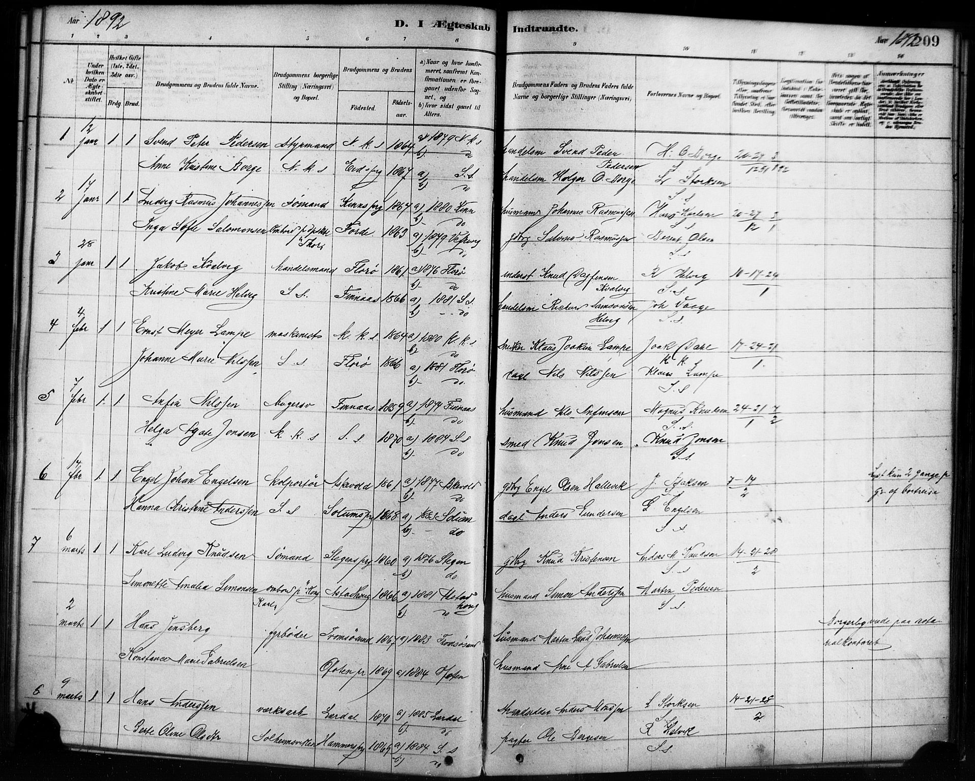 Sandviken Sokneprestembete, SAB/A-77601/H/Ha/L0002: Parish register (official) no. A 2, 1878-1896, p. 209