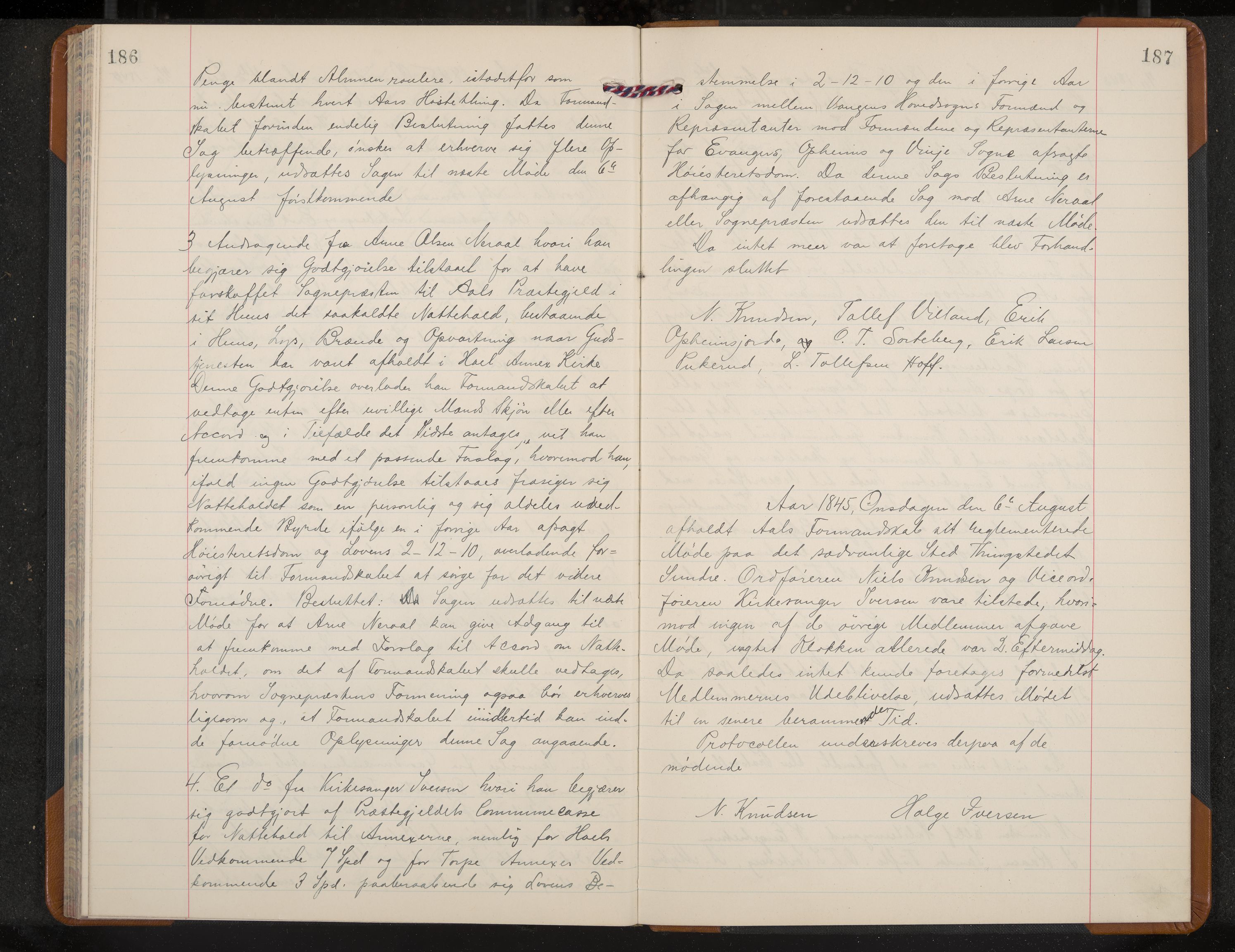 Ål formannskap og sentraladministrasjon, IKAK/0619021/A/Aa/L0001: Utskrift av møtebok, 1838-1845, p. 186-187