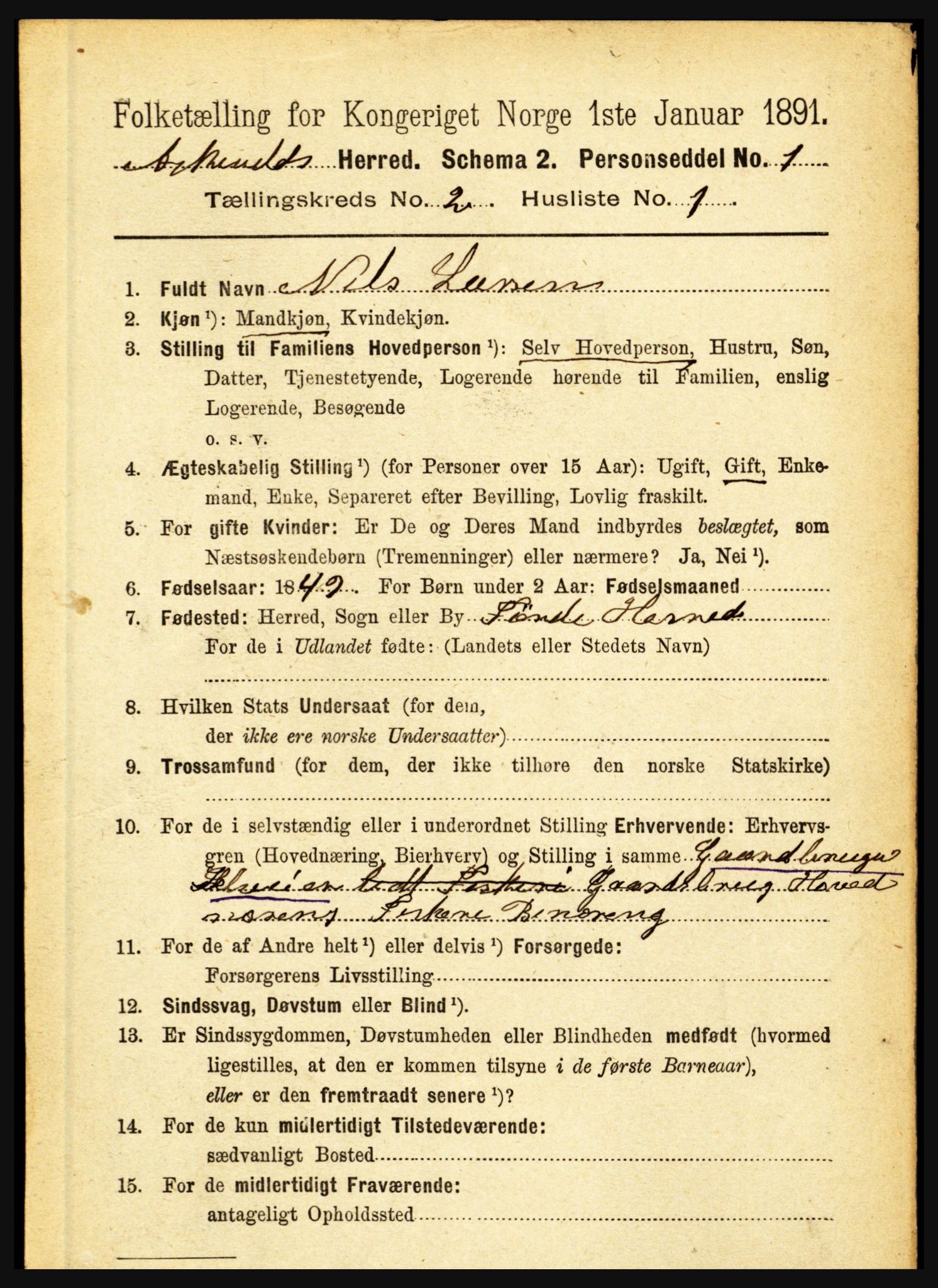 RA, 1891 census for 1428 Askvoll, 1891, p. 416