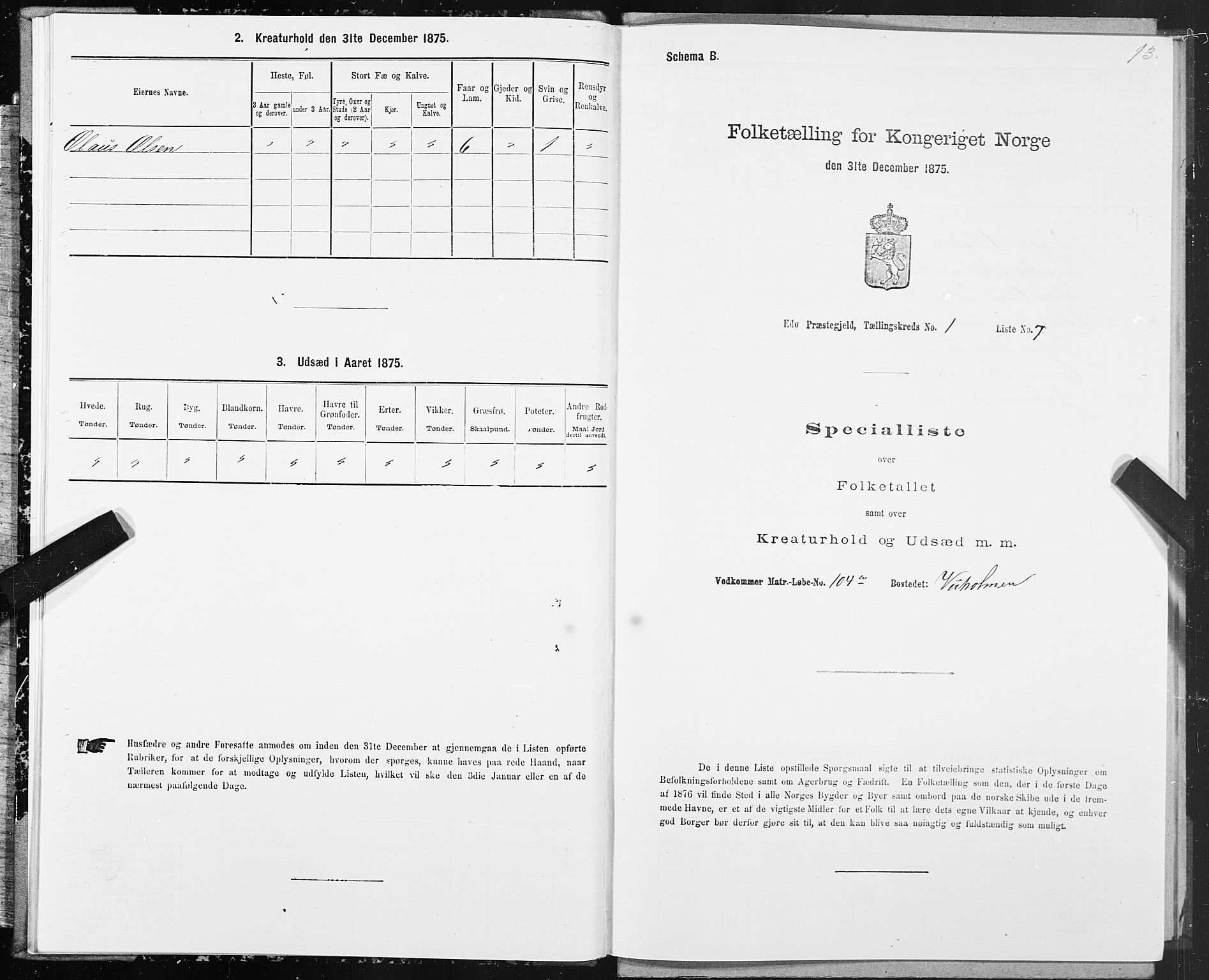 SAT, 1875 census for 1573P Edøy, 1875, p. 1013