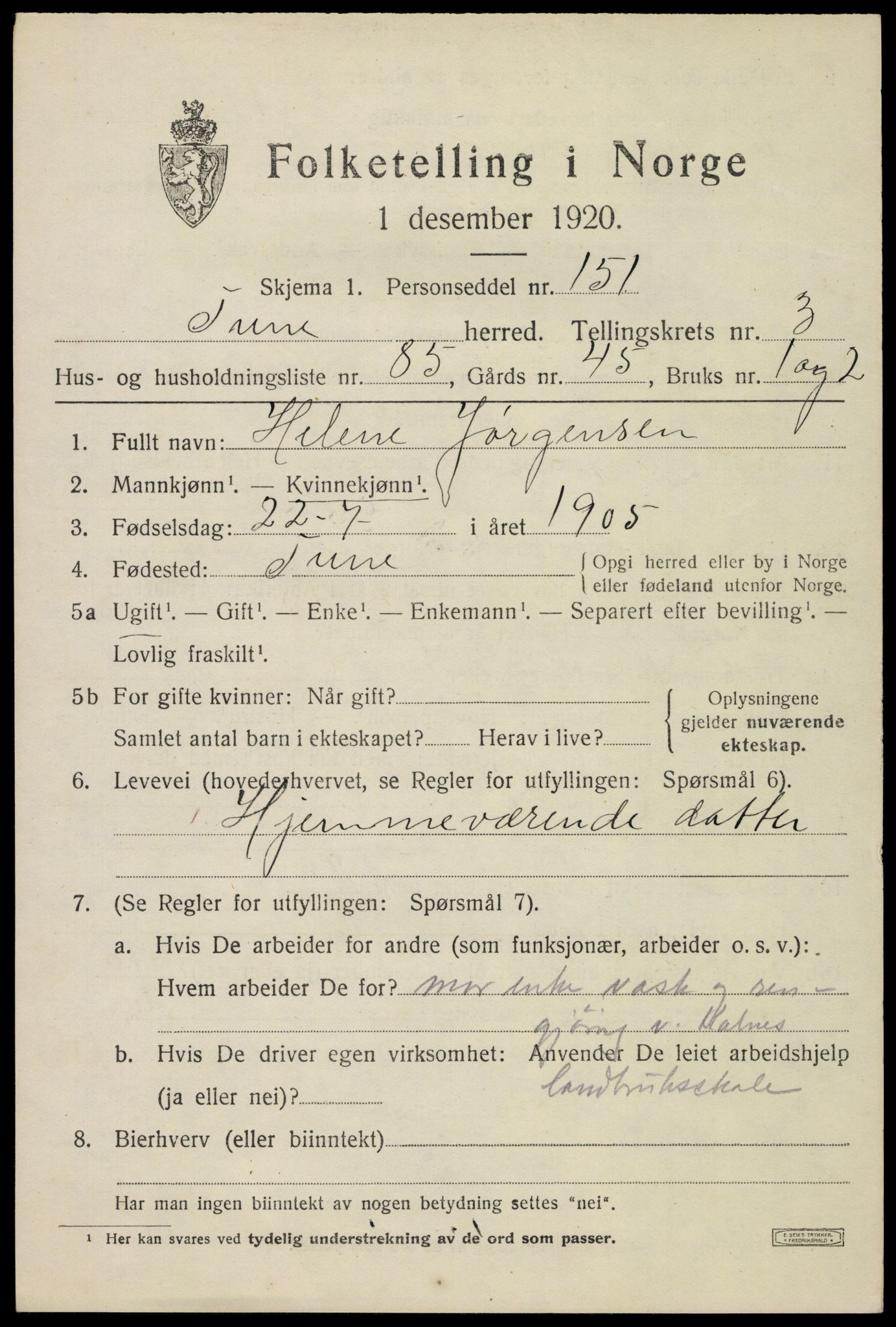 SAO, 1920 census for Tune, 1920, p. 5038