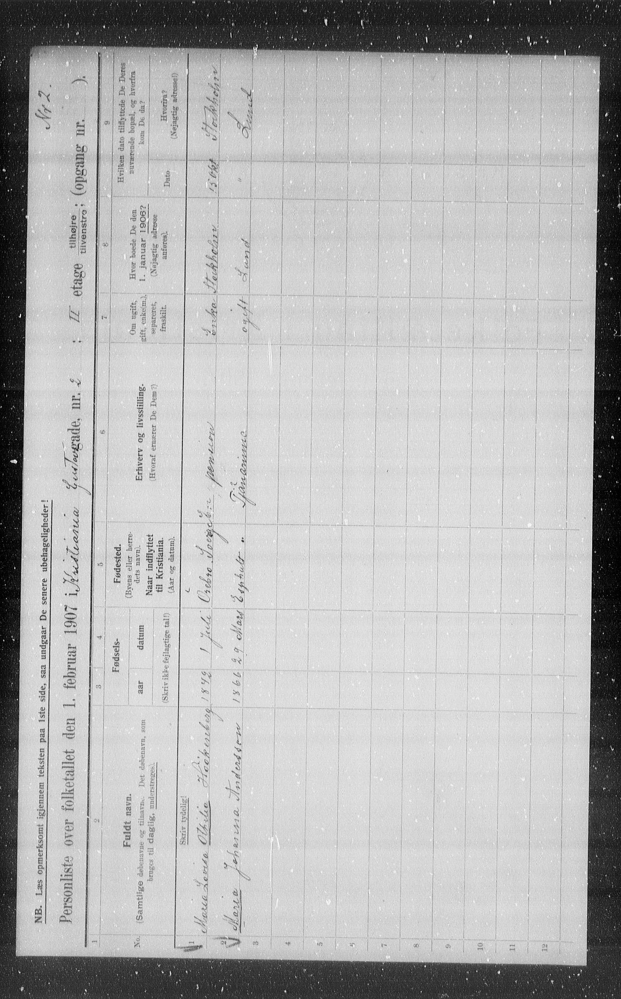 OBA, Municipal Census 1907 for Kristiania, 1907, p. 16631