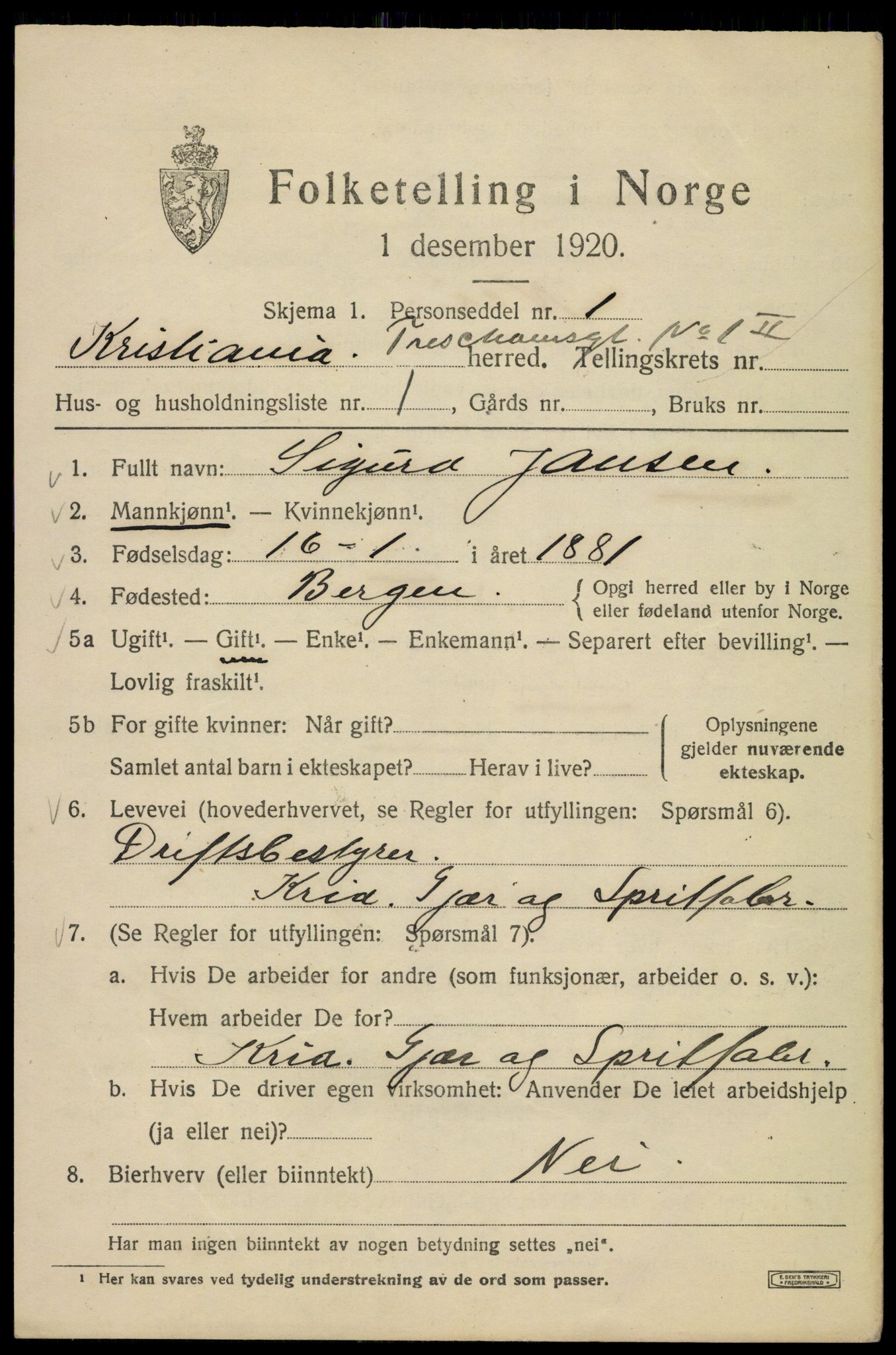 SAO, 1920 census for Kristiania, 1920, p. 596921