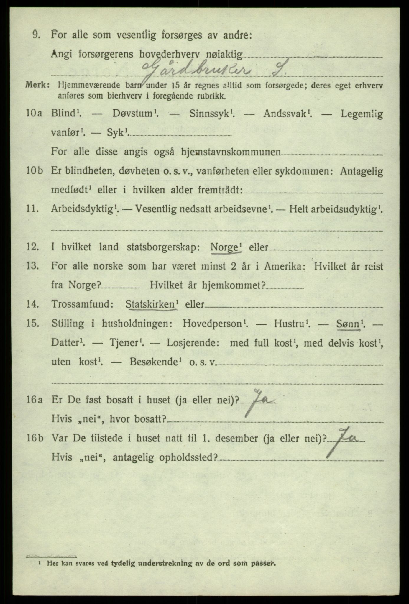 SAB, 1920 census for Sund, 1920, p. 2926