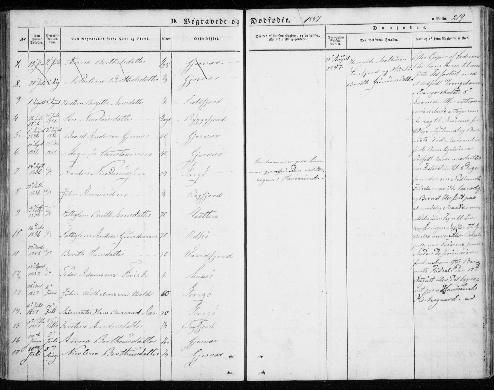 Måsøy sokneprestkontor, SATØ/S-1348/H/Ha/L0002kirke: Parish register (official) no. 2, 1852-1865, p. 219