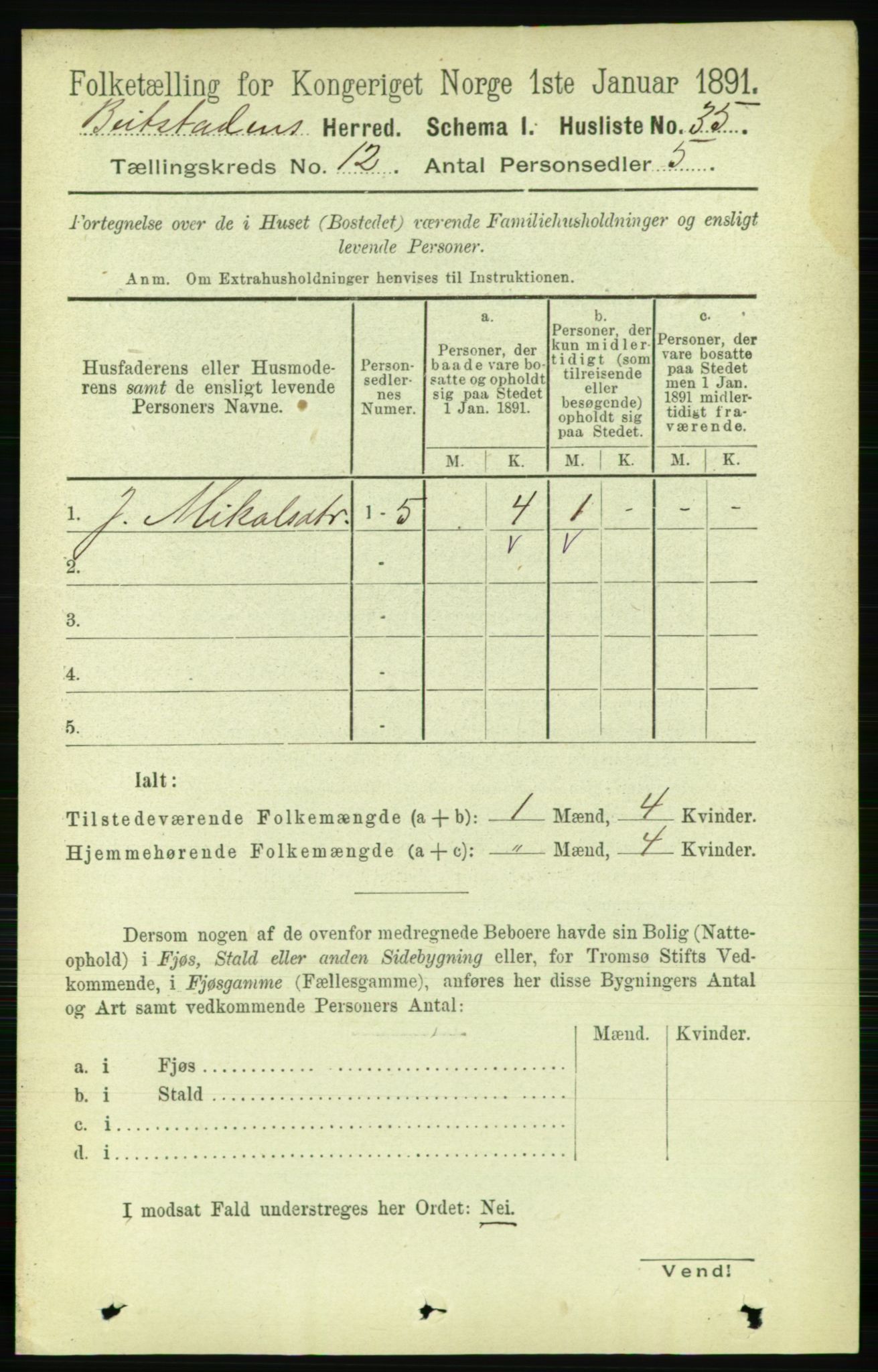 RA, 1891 census for 1727 Beitstad, 1891, p. 3362