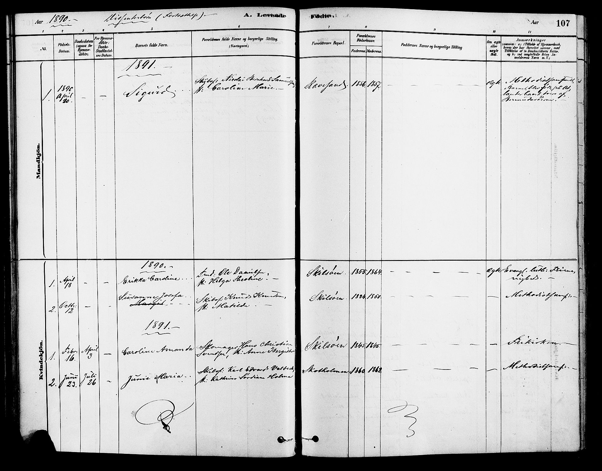 Tromøy sokneprestkontor, SAK/1111-0041/F/Fa/L0009: Parish register (official) no. A 9, 1878-1896, p. 107