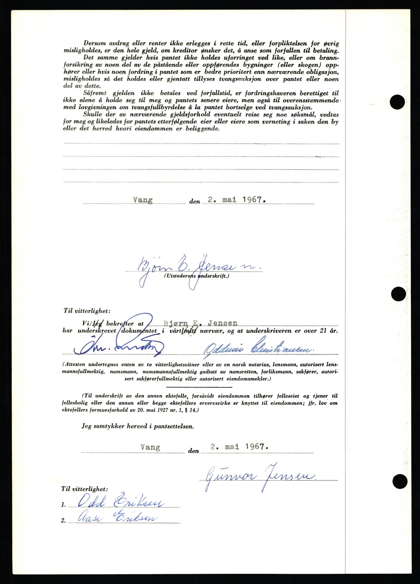 Nord-Hedmark sorenskriveri, SAH/TING-012/H/Hb/Hbf/L0071: Mortgage book no. B71, 1967-1967, Diary no: : 2360/1967