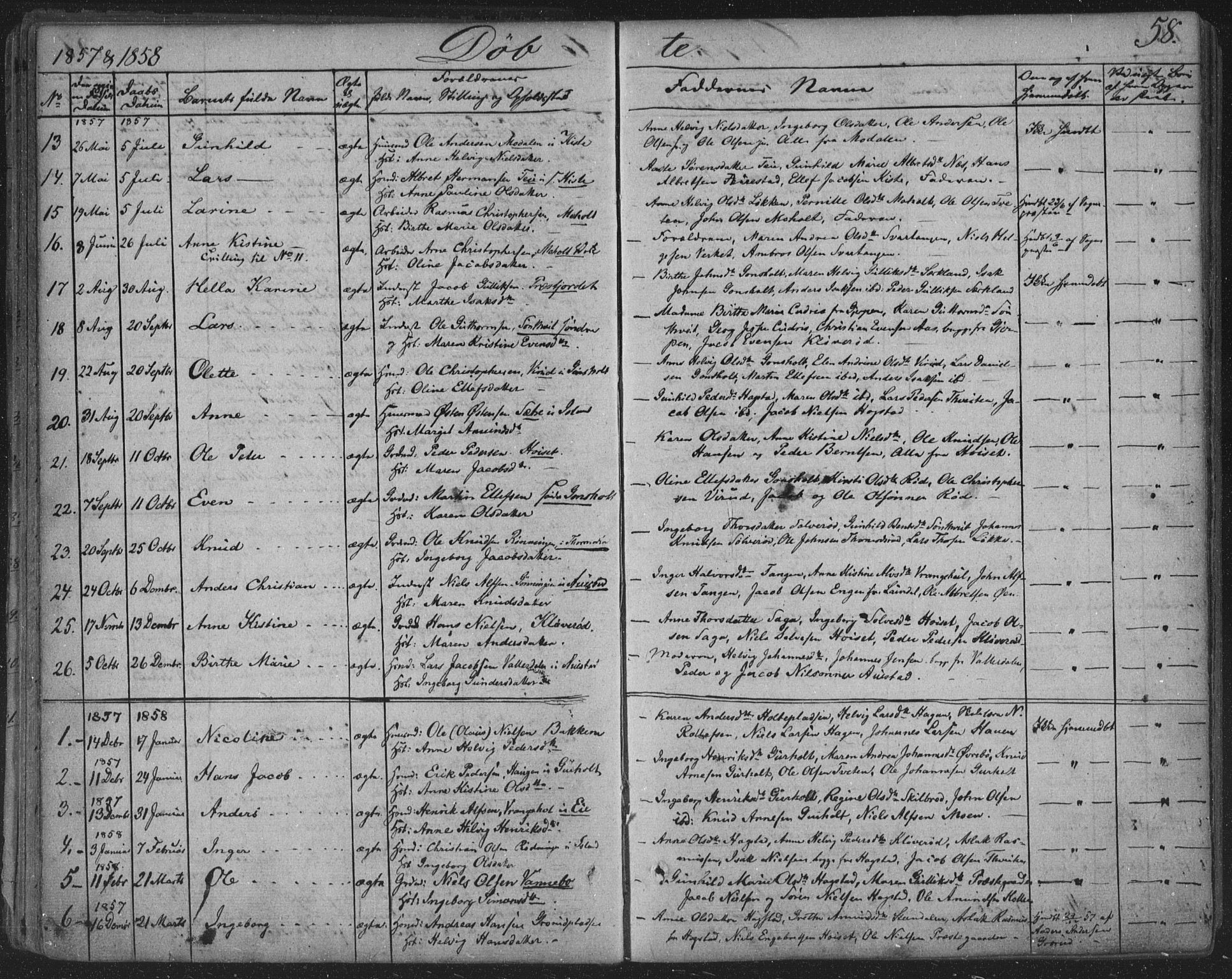 Siljan kirkebøker, SAKO/A-300/F/Fa/L0001: Parish register (official) no. 1, 1831-1870, p. 58