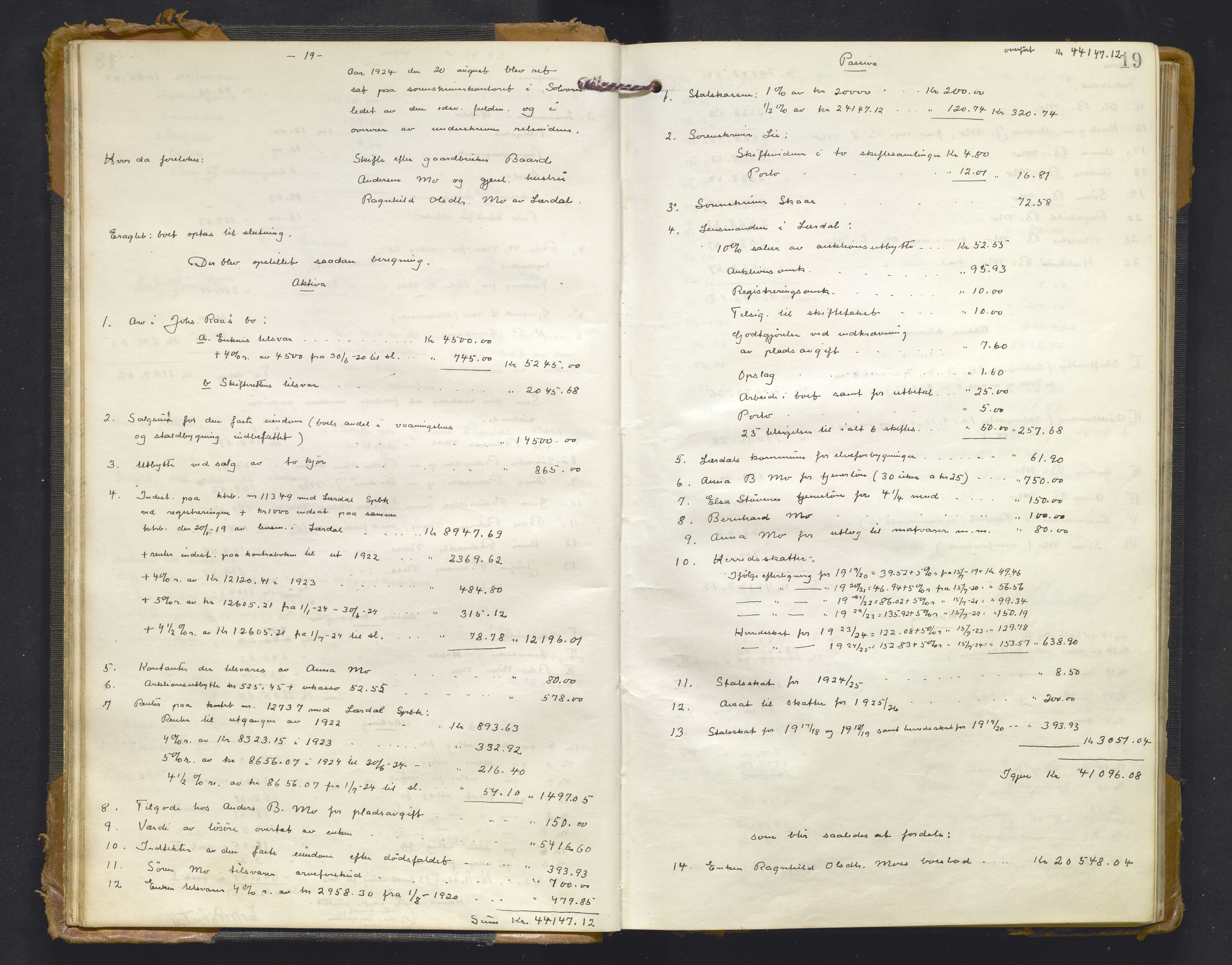 Indre Sogn tingrett, AV/SAB-A-3301/1/H/Hd/L0009: Skifteutlodningsprotokoll 9, 1923-1932, p. 18b-19a
