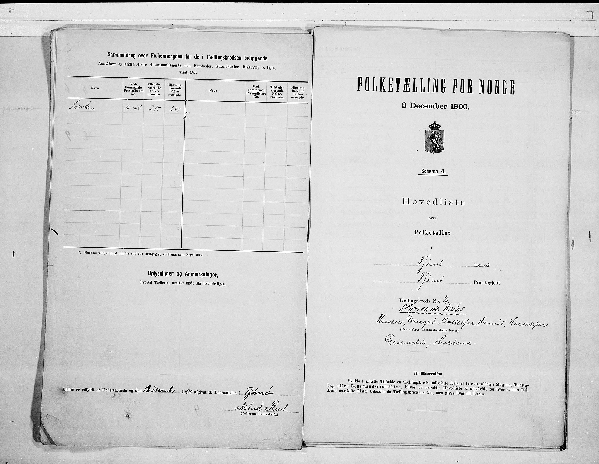 RA, 1900 census for Tjøme, 1900, p. 6