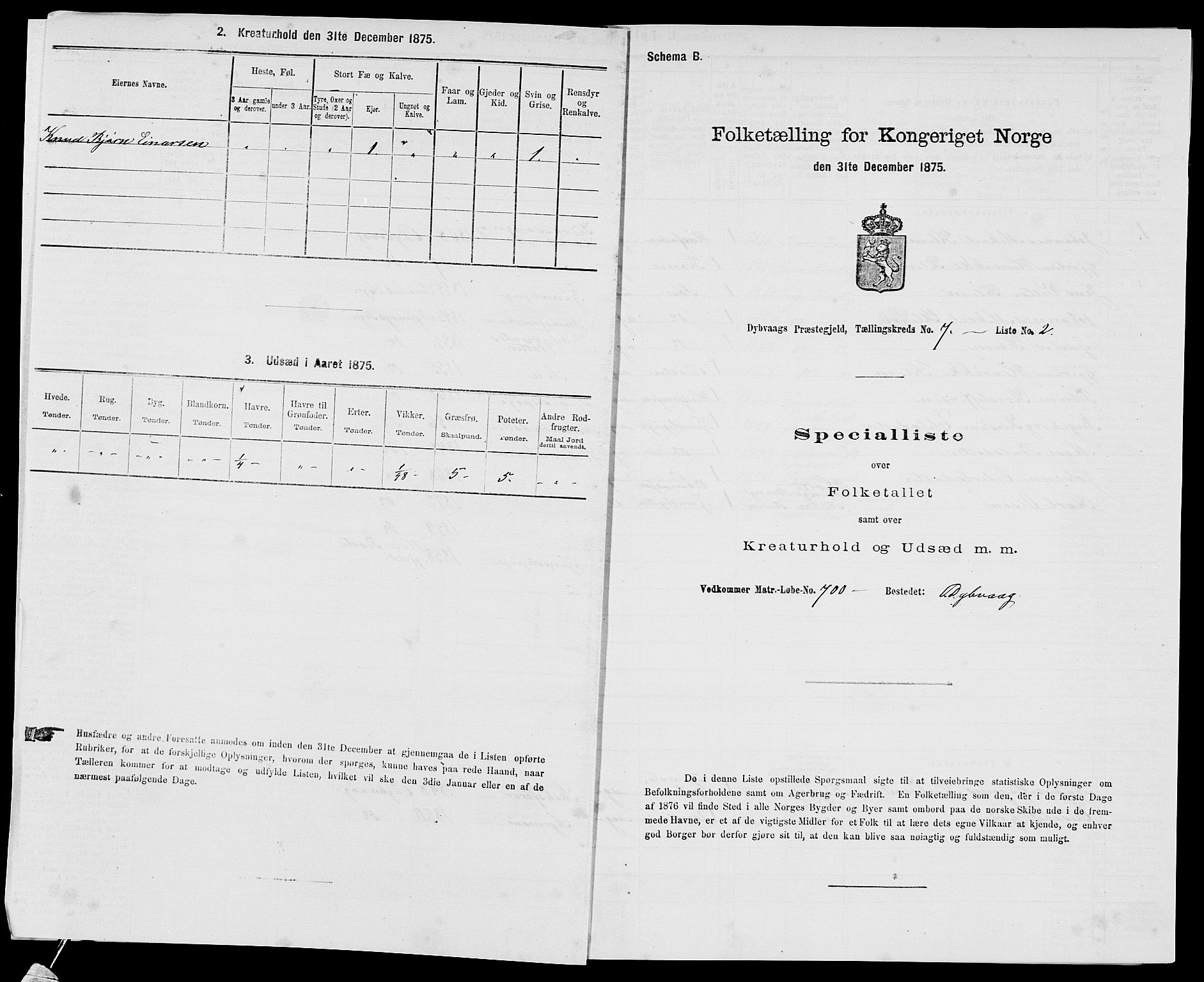 SAK, 1875 census for 0915P Dypvåg, 1875, p. 817