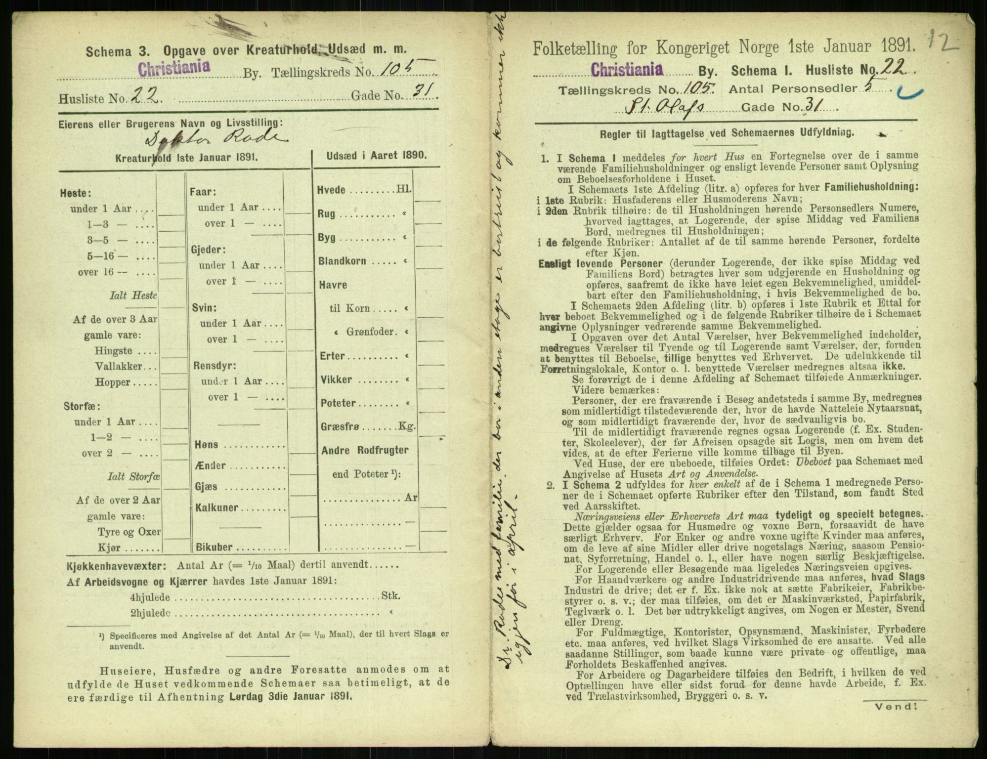 RA, 1891 census for 0301 Kristiania, 1891, p. 52918